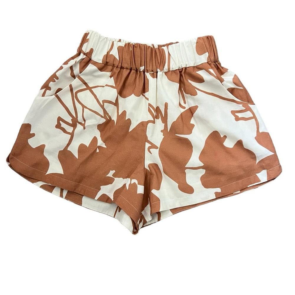 image of Crosby By Mollie Burch Cailan High Waist Shorts White/brown, Women's (Size 26)