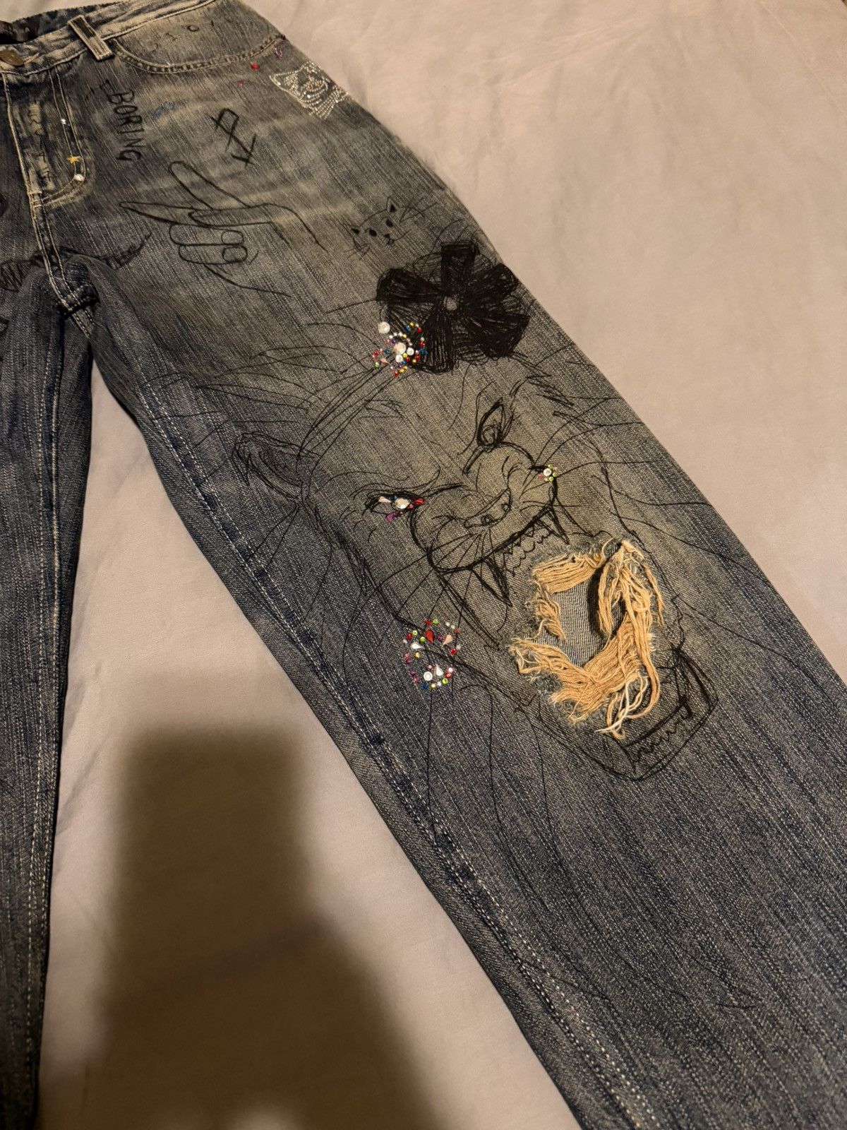 Balenciaga Balenciaga Rhinestone Jeans Japan Version Size US 30 / EU 46 - 2 Thumbnail