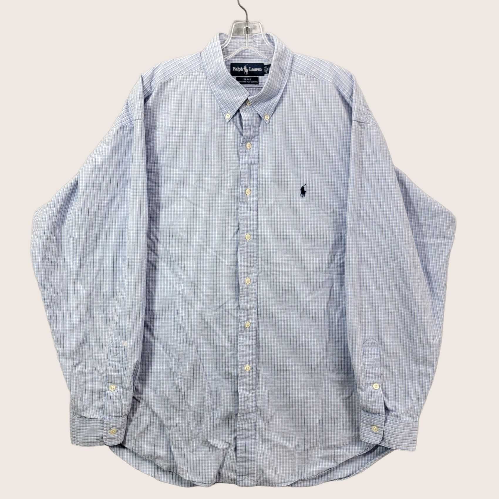 Ralph Lauren Ralph Lauren Shirt Mens XL Blake Button-Down Blue White Check Two-Ply Size US XL / EU 56 / 4 - 1 Thumbnail