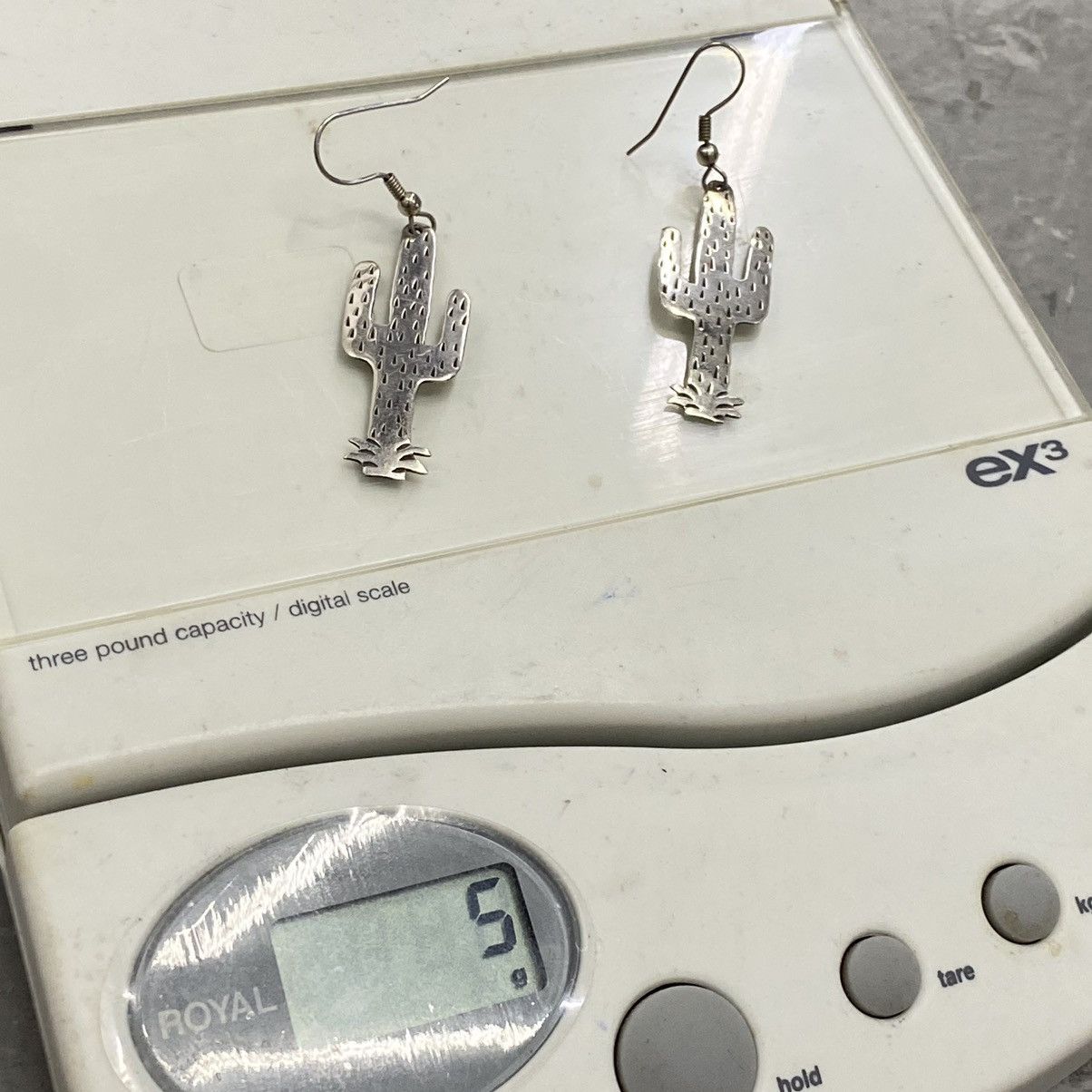 Kapital × Vintage Vtg 70s Sterling Silver Navajo Cactus Stamped Earrings Boho Size ONE SIZE - 6 Thumbnail