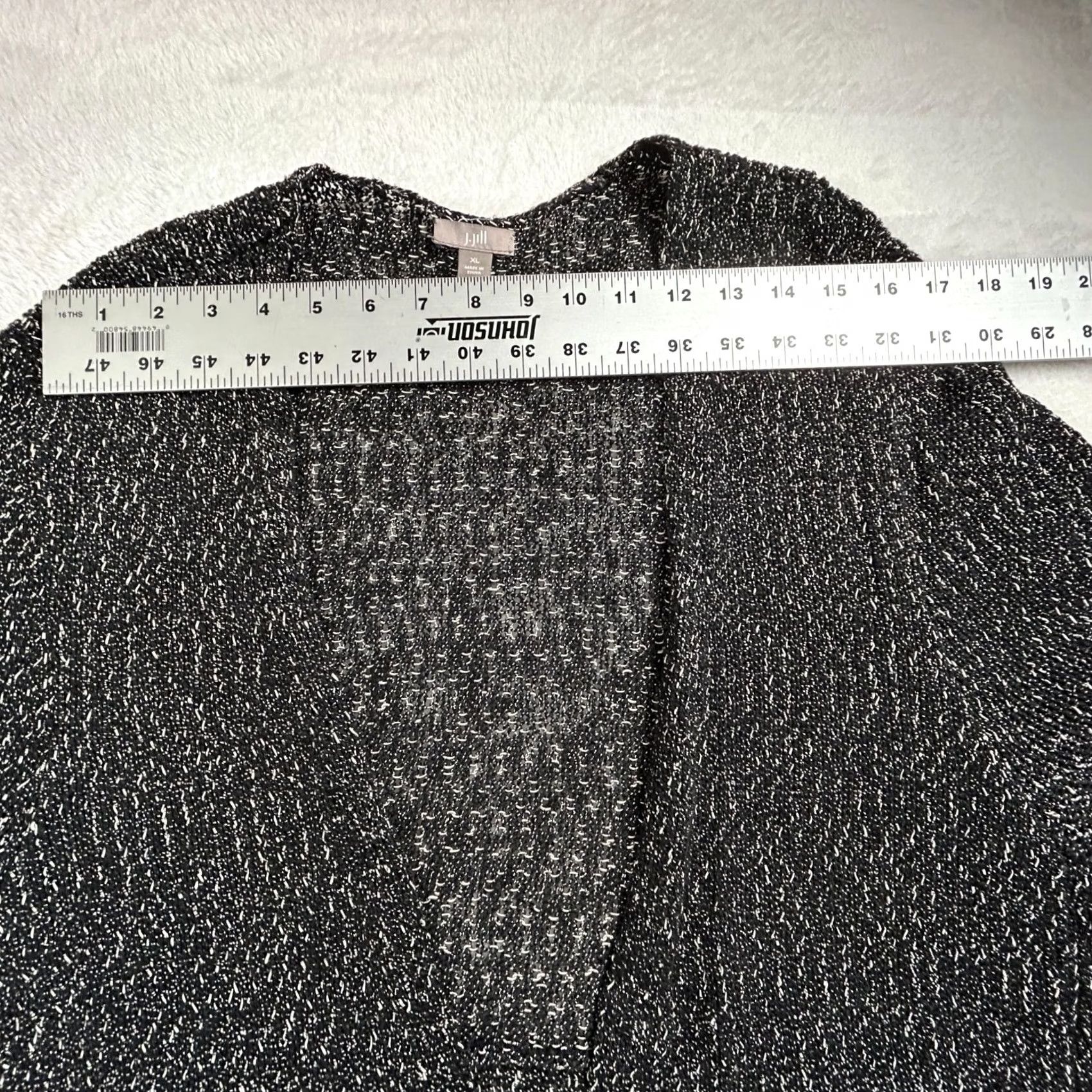 J. Jill J. Jill Cardigan Shirt Womens XL Black White Open-Front Textured Knit Sweater Size XL / US 12-14 / IT 48-50 - 6 Thumbnail