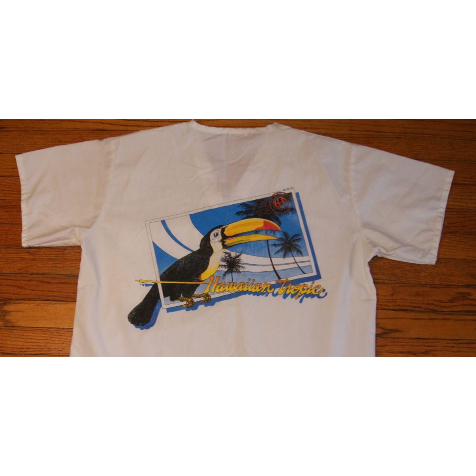 Vintage VTG Hawaiian Tropic VNeck XL Shirt Toucan Palm Pocket 1985 Size US XL / EU 56 / 4 - 1 Thumbnail