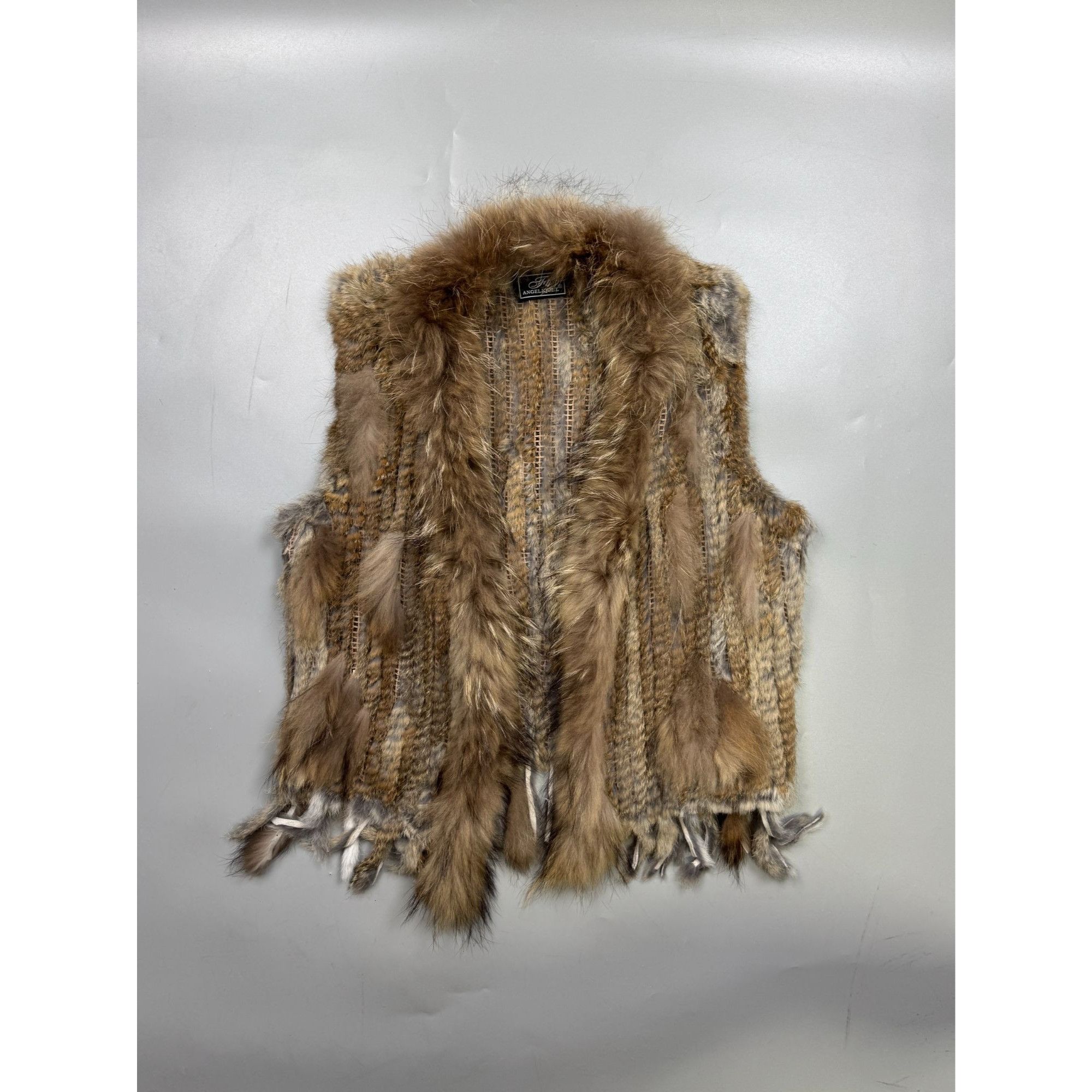 Other Unisex Angelique.L Marmor Rabbit Fur Vest (Y1277) Size L / US 10 / IT 46 - 1 Thumbnail