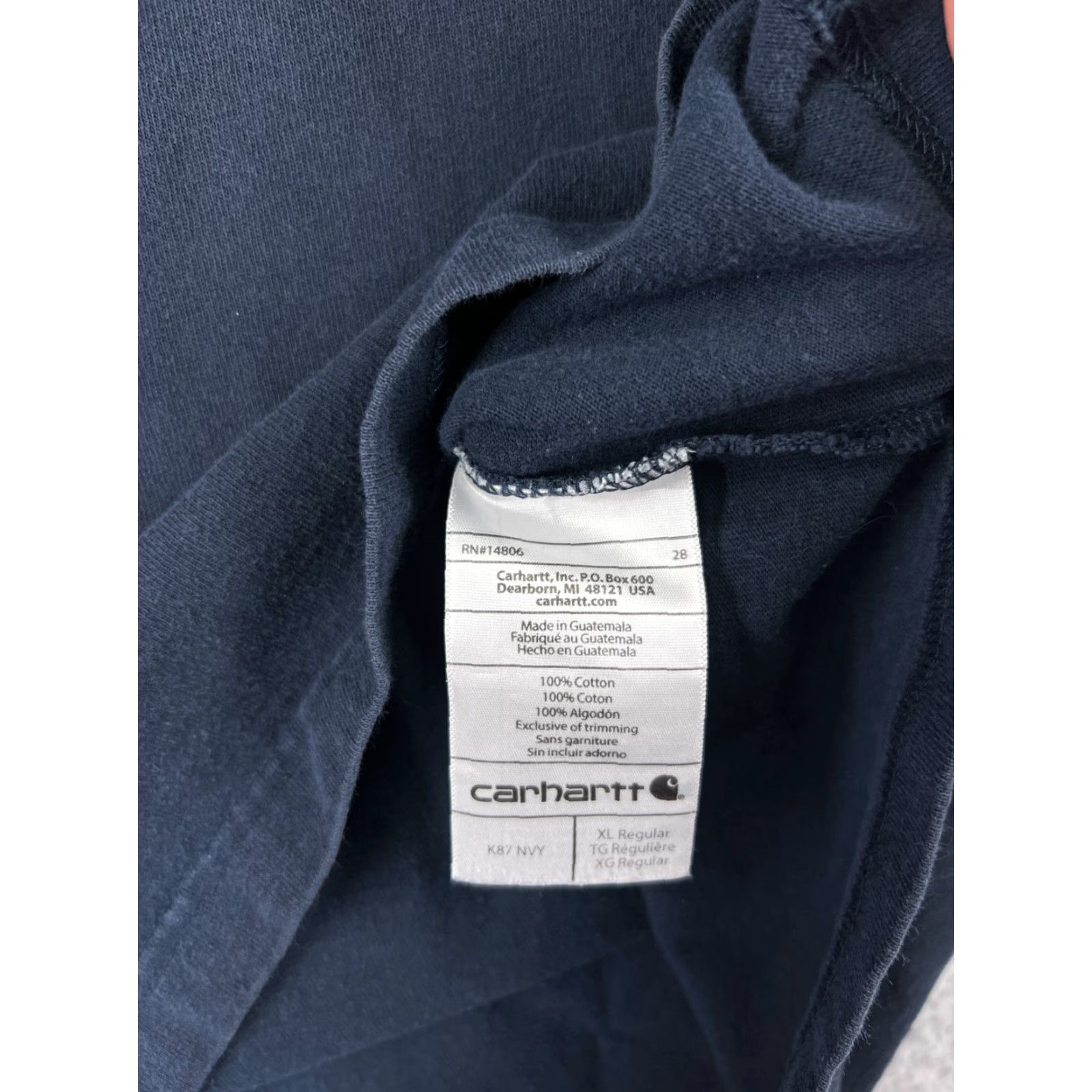 Carhartt VINTAGE Carhartt Shirt Men XL Navy Blue Short Sleeve Pocket Crew Neck Cotton Size US XL / EU 56 / 4 - 4 Thumbnail