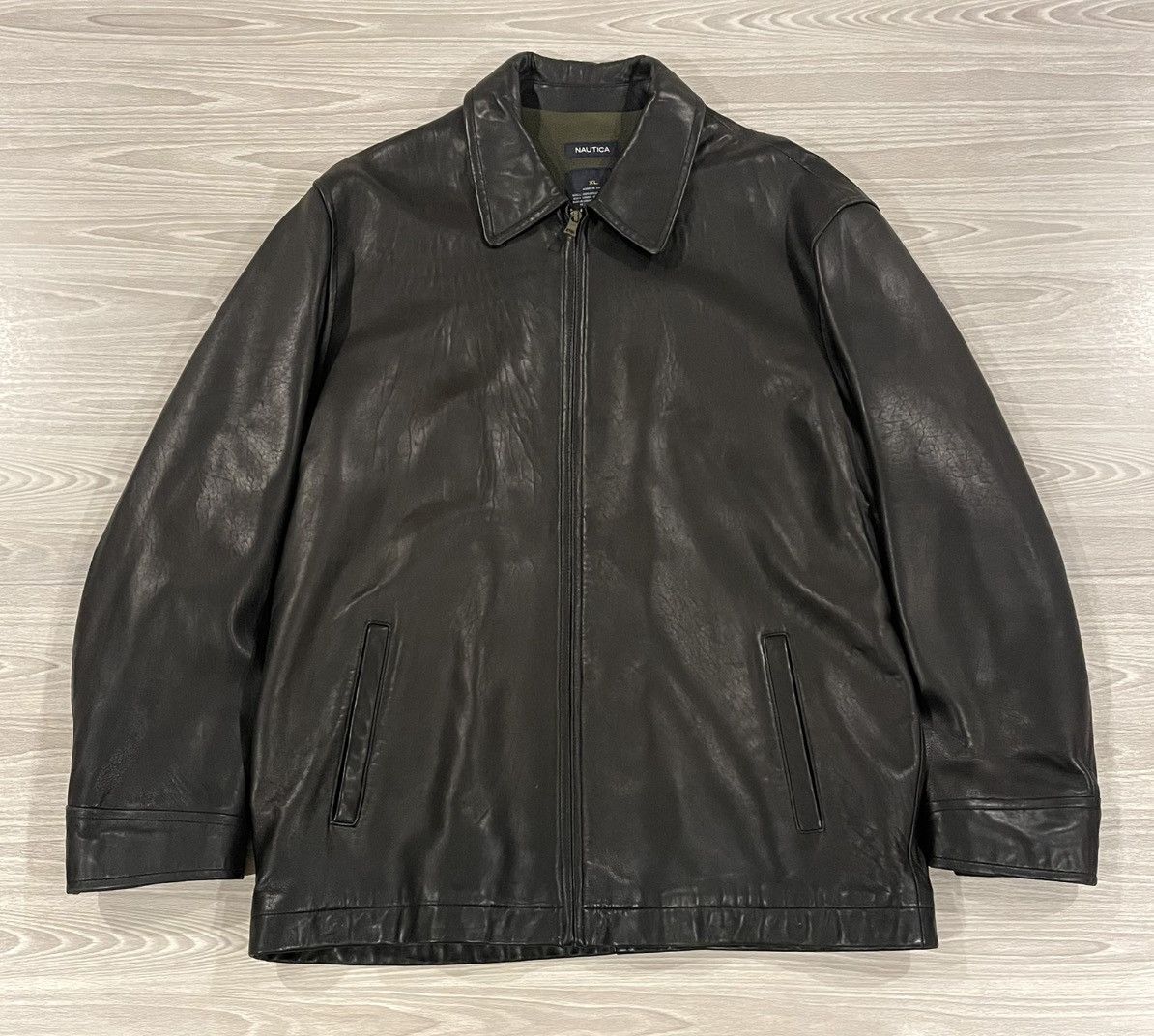 Vintage 90s Nautica Soft Leather Jacket Bomber Men's Size XL