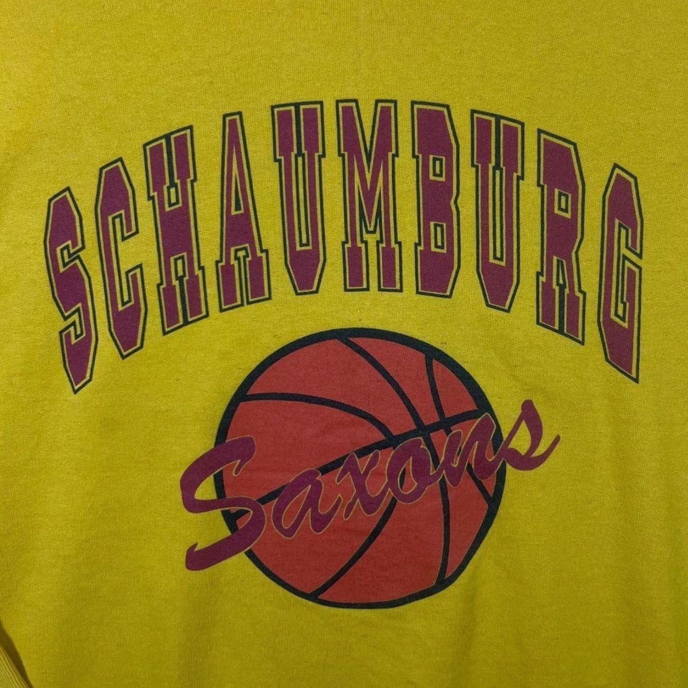 Hanes VINTAGE Hanes "Schaumburg Saxons" Basketball Graphic Sweatshirt XL Yellow Mens Size US XL / EU 56 / 4 - 4 Thumbnail