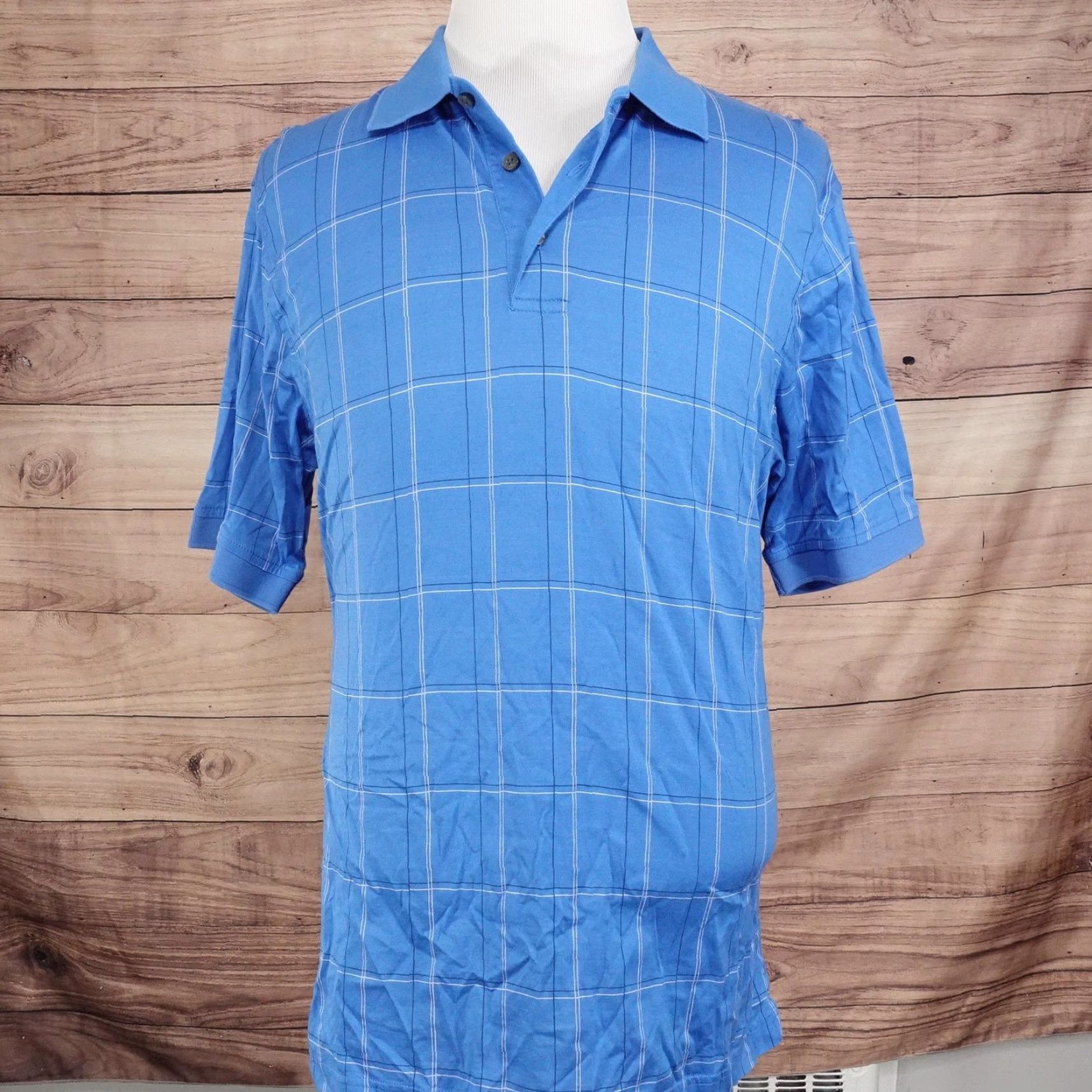 Jos. A. Bank JOS. A. BANK Leadbetter Golf Polo Shirt Men’s Large Blue Windowpane 100% Cotton Short Sleeve Size US L / EU 52-54 / 3 - 3 Thumbnail