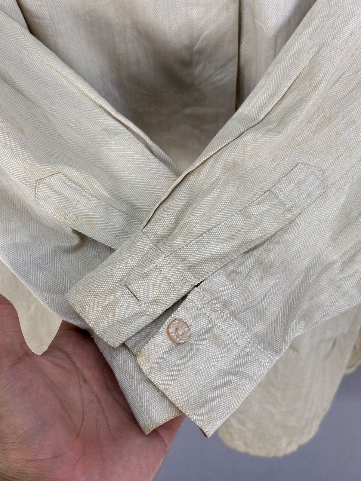 DAKS Daks London HBT Herringbone Twill Flannel Shirt Size M / US 6-8 / IT 42-44 - 9 Thumbnail