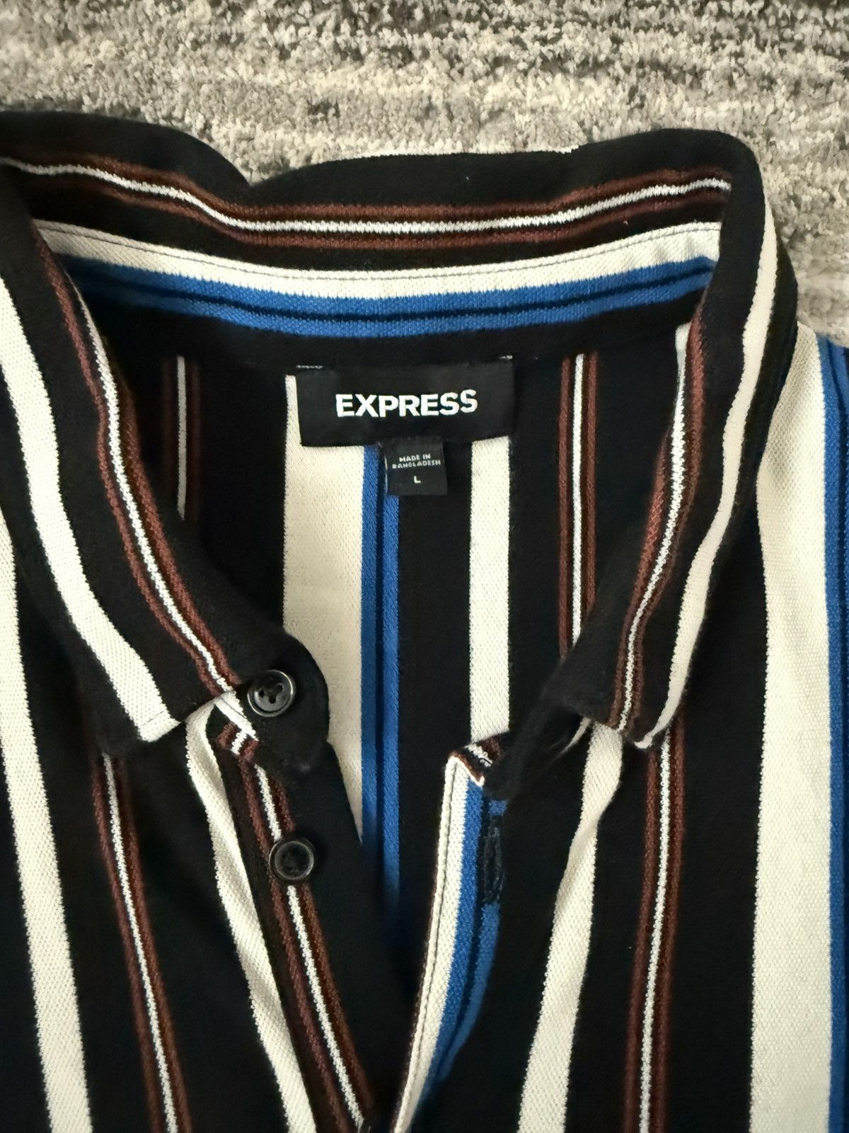 Express Express Striped Polo Shirt Size US L / EU 52-54 / 3 - 2 Thumbnail