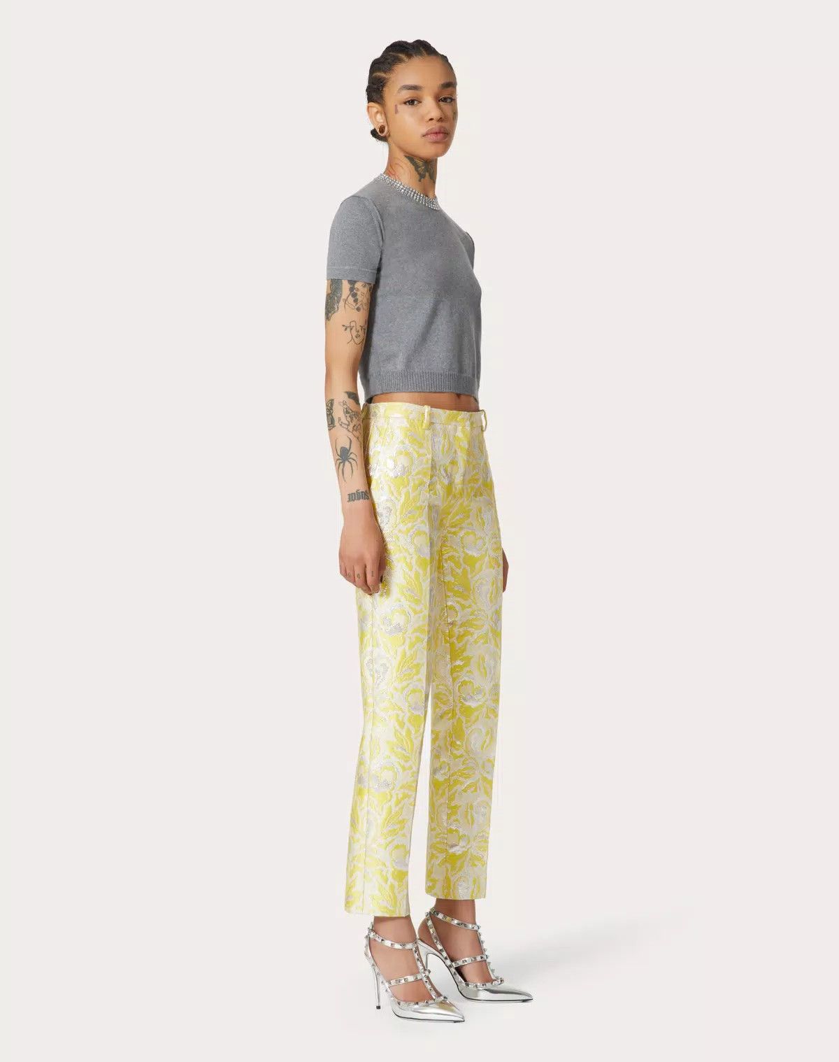 Valentino o1s1wg110625 Iris Brocade Trousers in Multicolor Size 25" / US 0 / IT 36 - 2 Thumbnail
