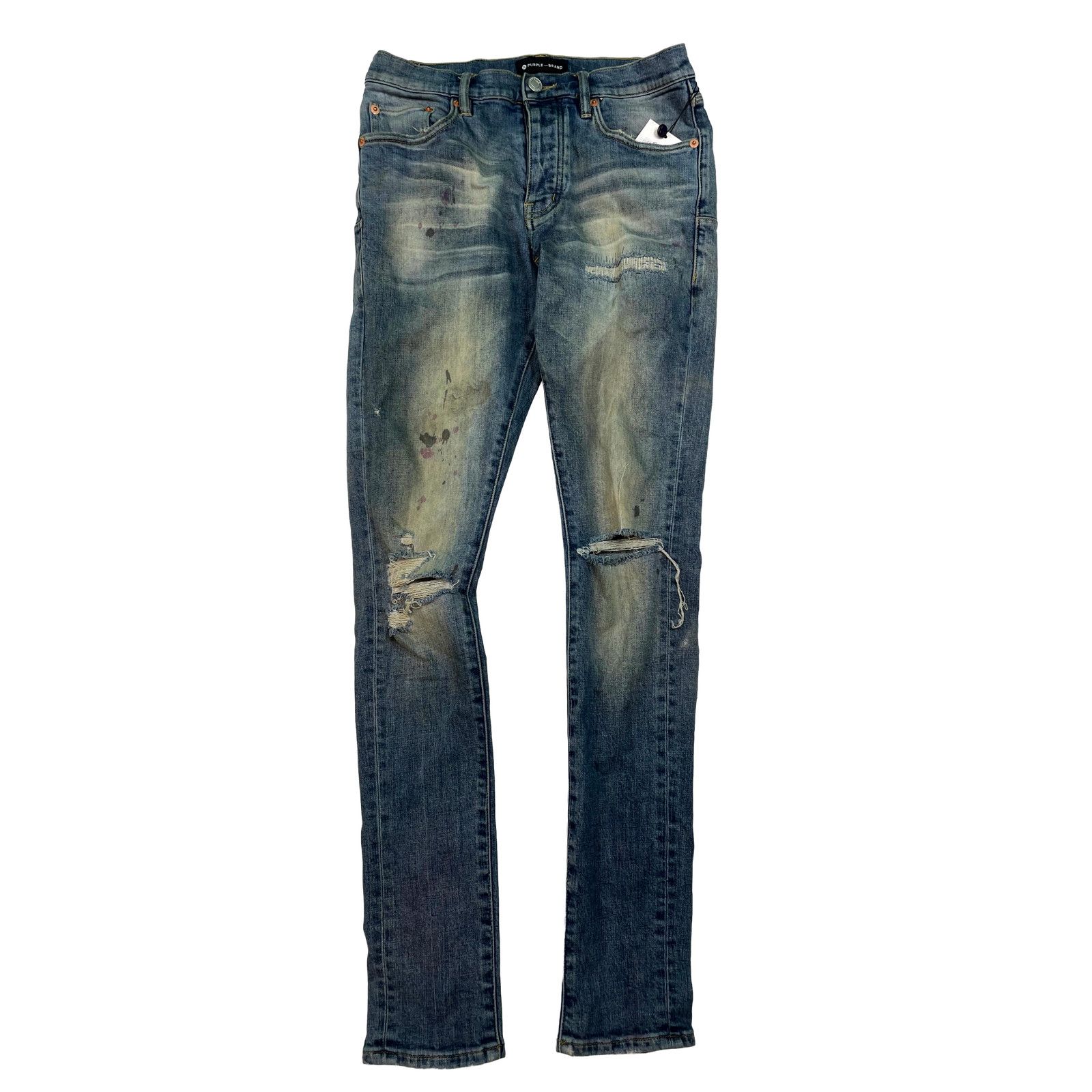 Purple Brand Knee Rip Dark Wash Jeans