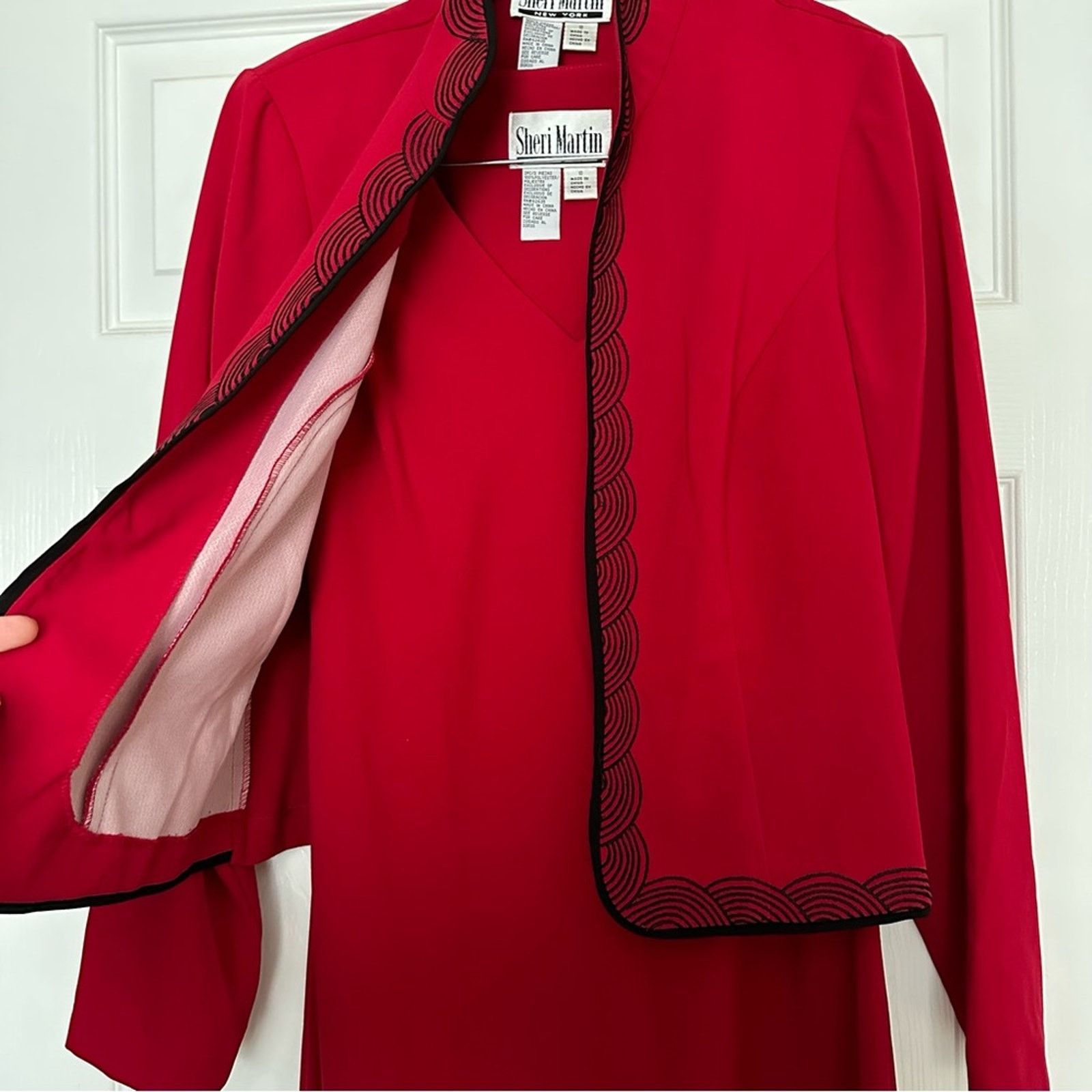 Other Vintage like NEW Sheri Martin 2 piece Red Dress & Jacket Size L / US 10 / IT 46 - 2 Thumbnail