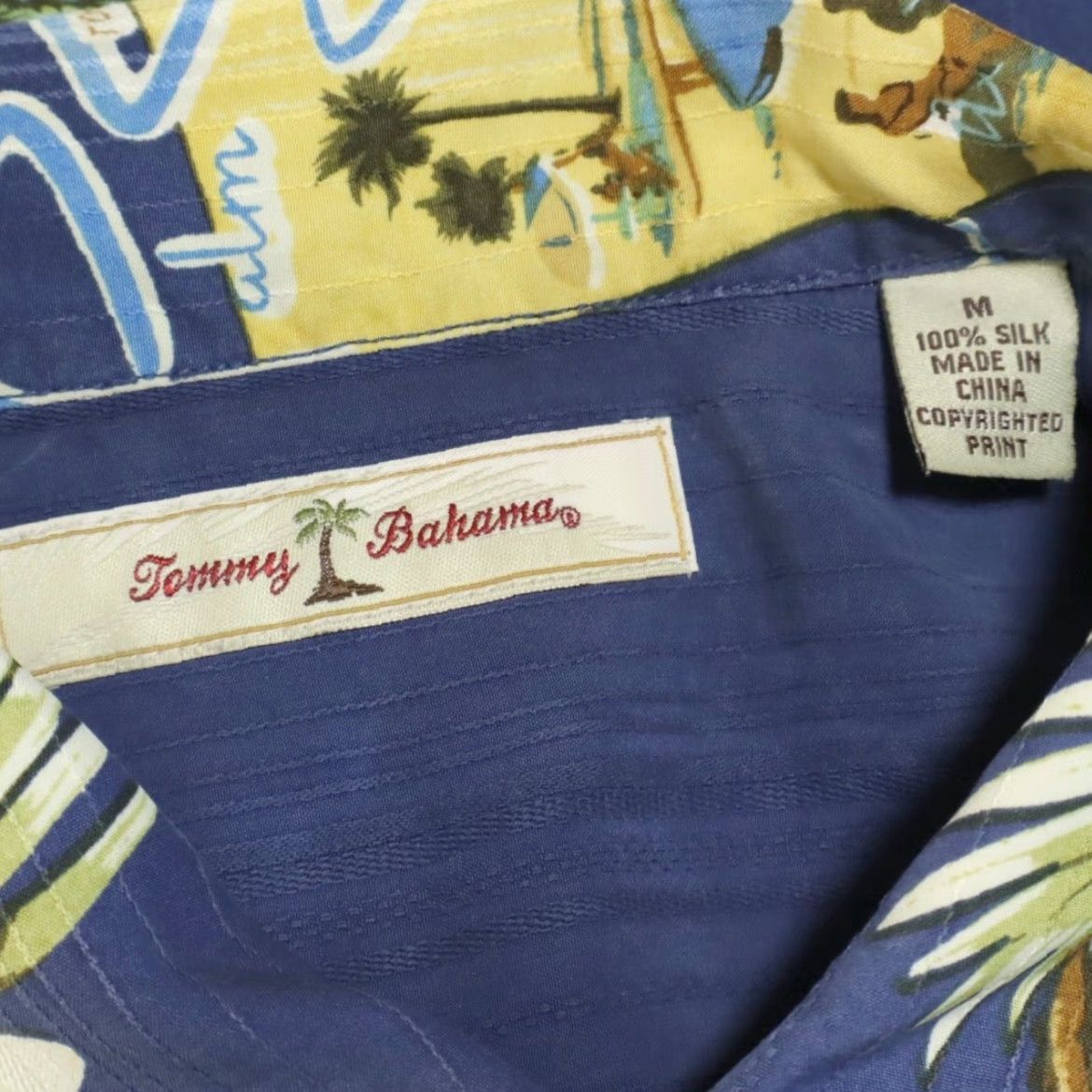 Tommy Bahama Tommy Bahama Palm Hot Springs Camp Silk All Over Print Button Up Shirt Blue Men's M Size US M / EU 48-50 / 2 - 5 Thumbnail