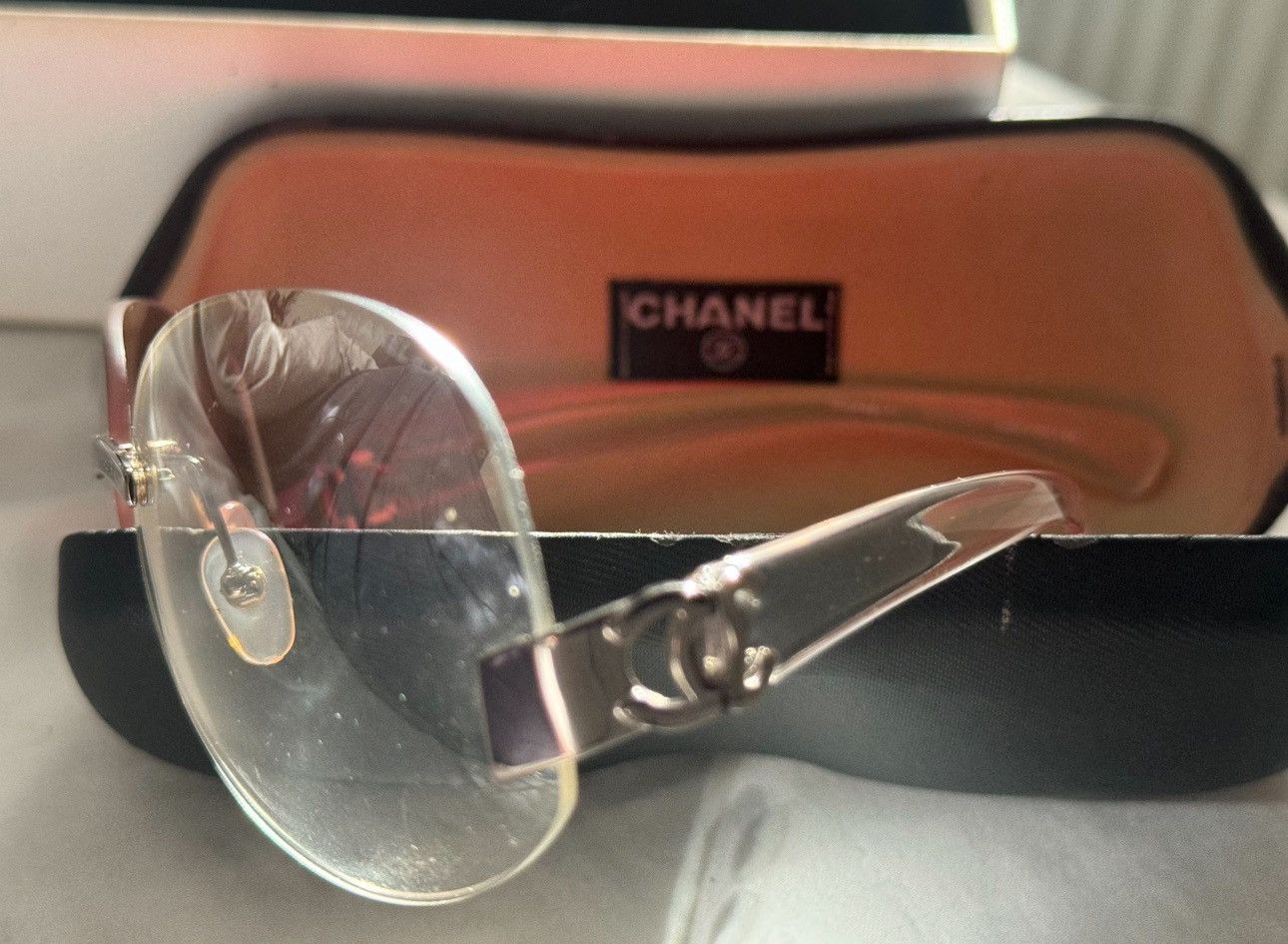 Chanel Chanel Vintage Silver CC Logo Rimless Sunglasses Size ONE SIZE - 4 Thumbnail