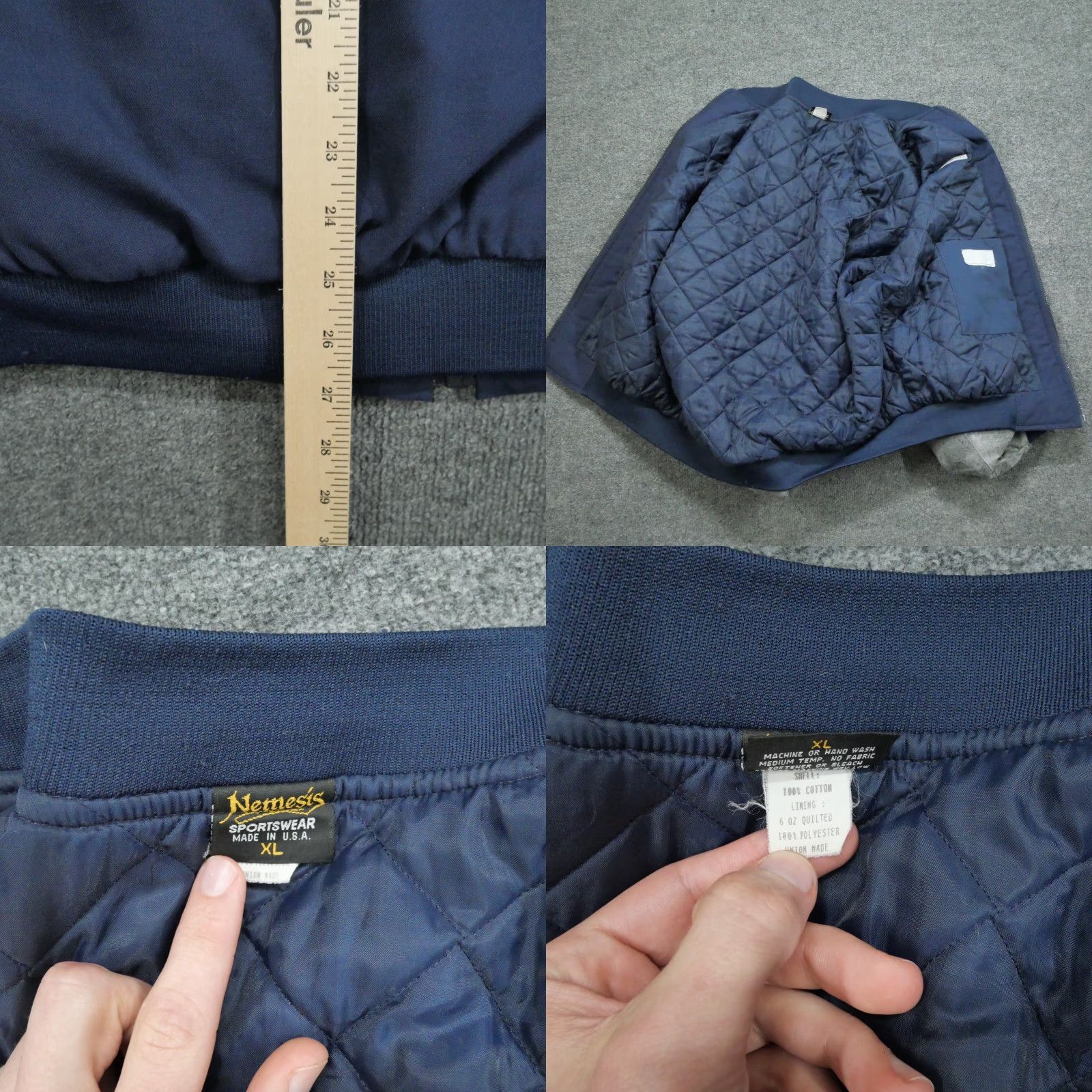 Vintage VINTAGE Nemesis Jacket Mens XL Blue Varsity 90s Quilt Lined Fire Hydrants Snap Cotton Size US XL / EU 56 / 4 - 8 Thumbnail