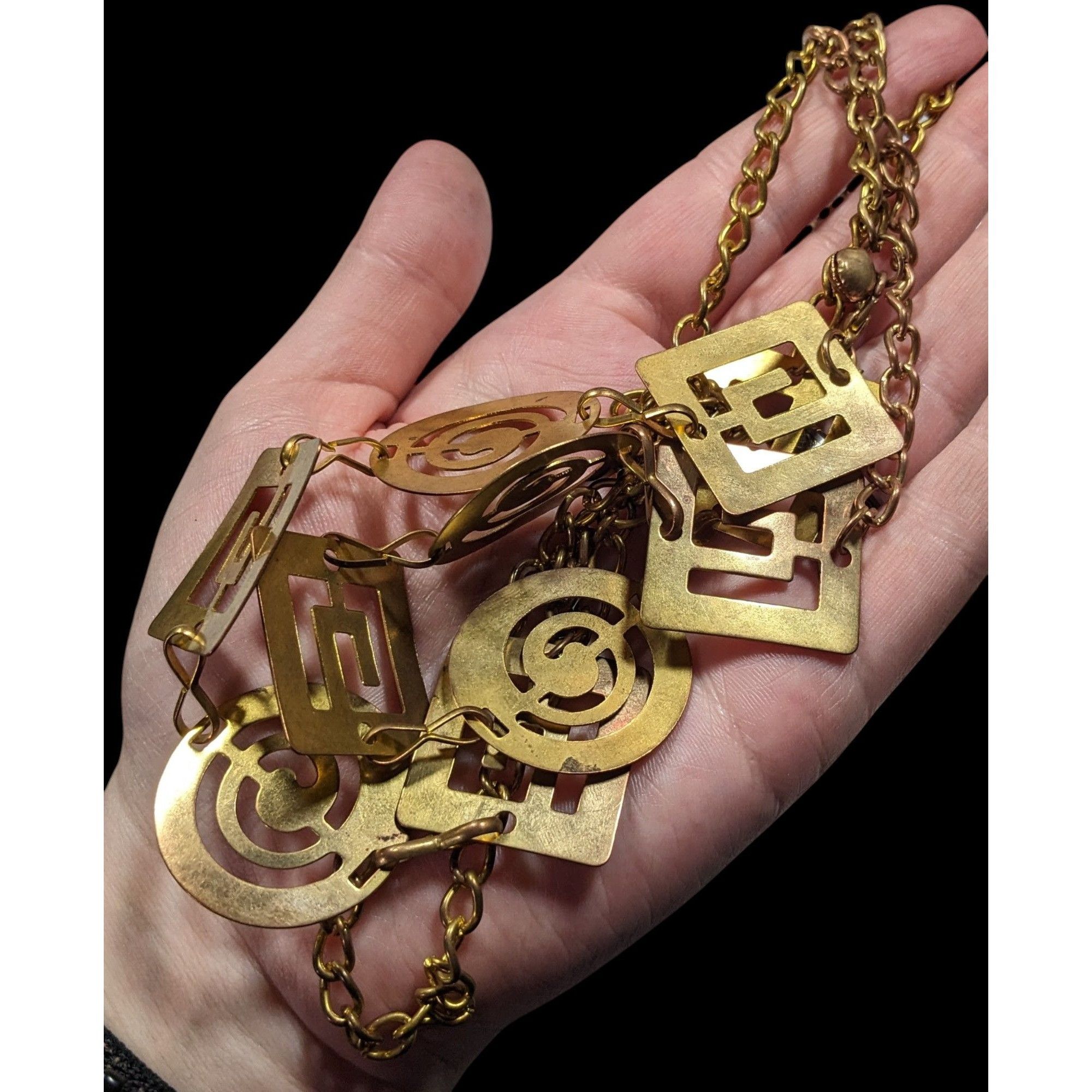 Other Vintage Chunky Geometric Link Chain Necklace Gold Tone With Size ONE SIZE - 7 Thumbnail