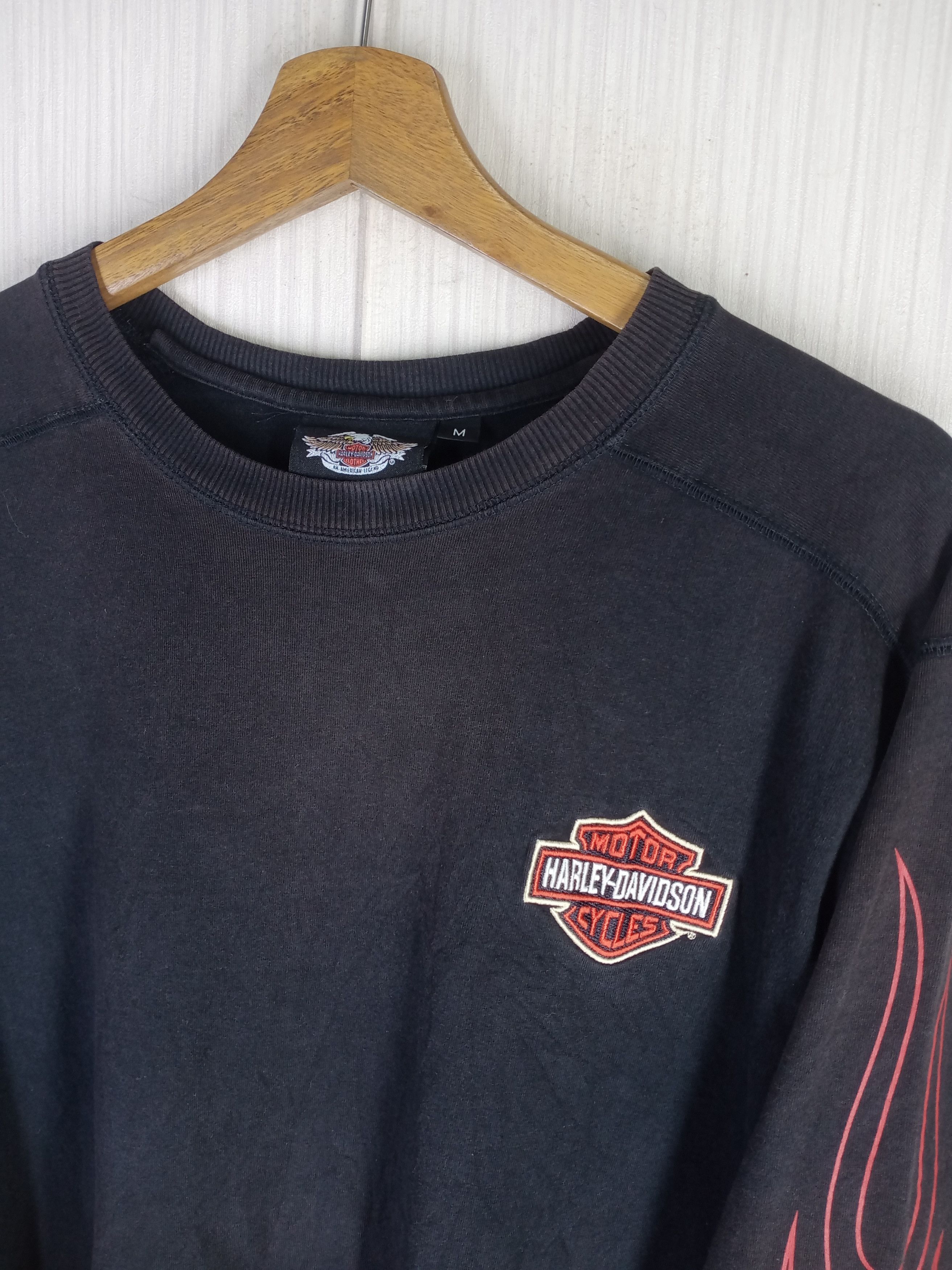 Harley Davidson Rare Vintage Flame Harley Davidson Long Sleeve Tshirt Size US M / EU 48-50 / 2 - 8 Thumbnail