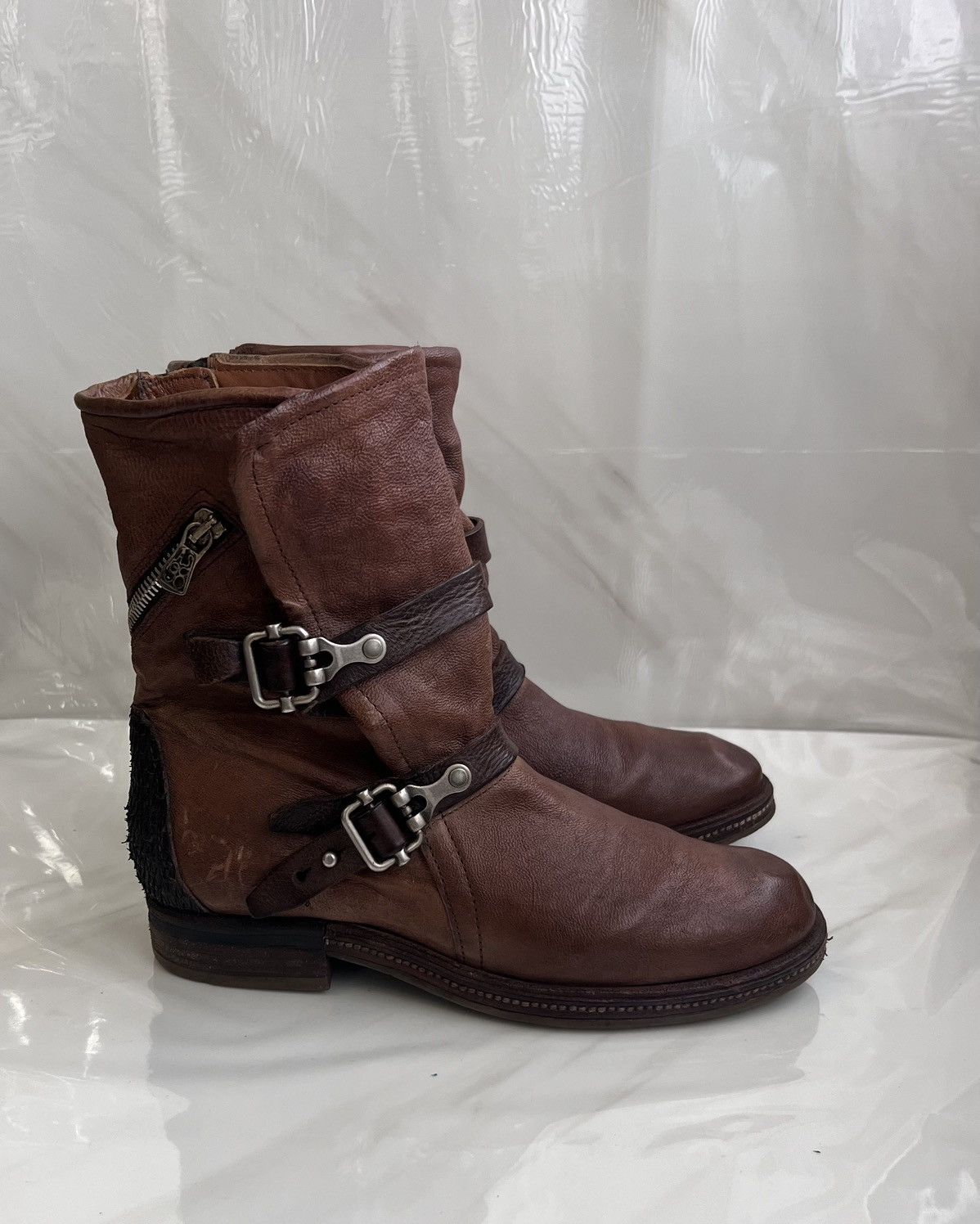 A.S.98 As 98 Airstep Zipper Boho Biker brown distressed boot Size US 8 / IT 38 - 4 Thumbnail