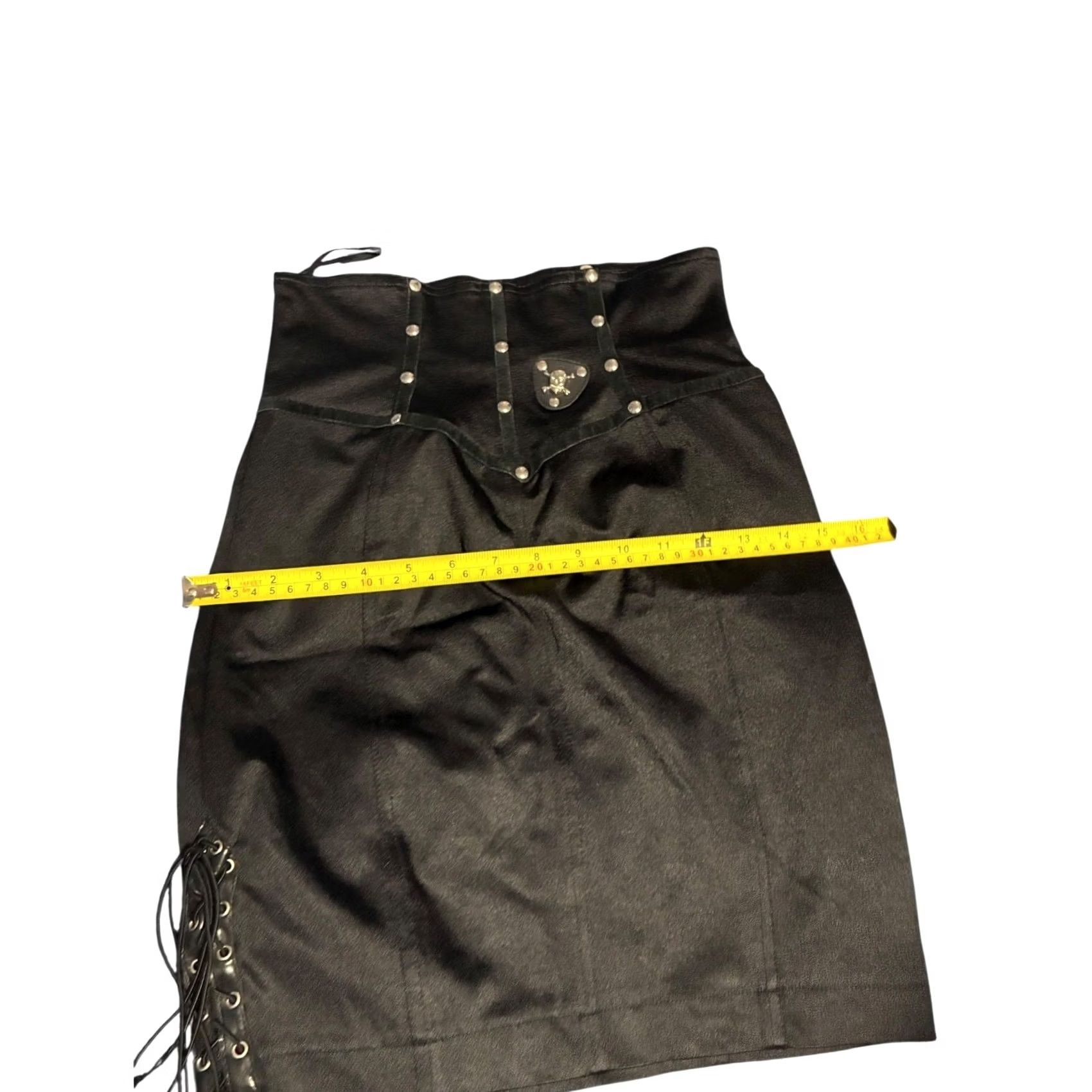 Vintage onitsuka Skirt XS Pencil Black Womens Knee Length Em0 Skirt 90s Halloween Alternative Size 26" / US 2 / IT 38 - 7 Thumbnail