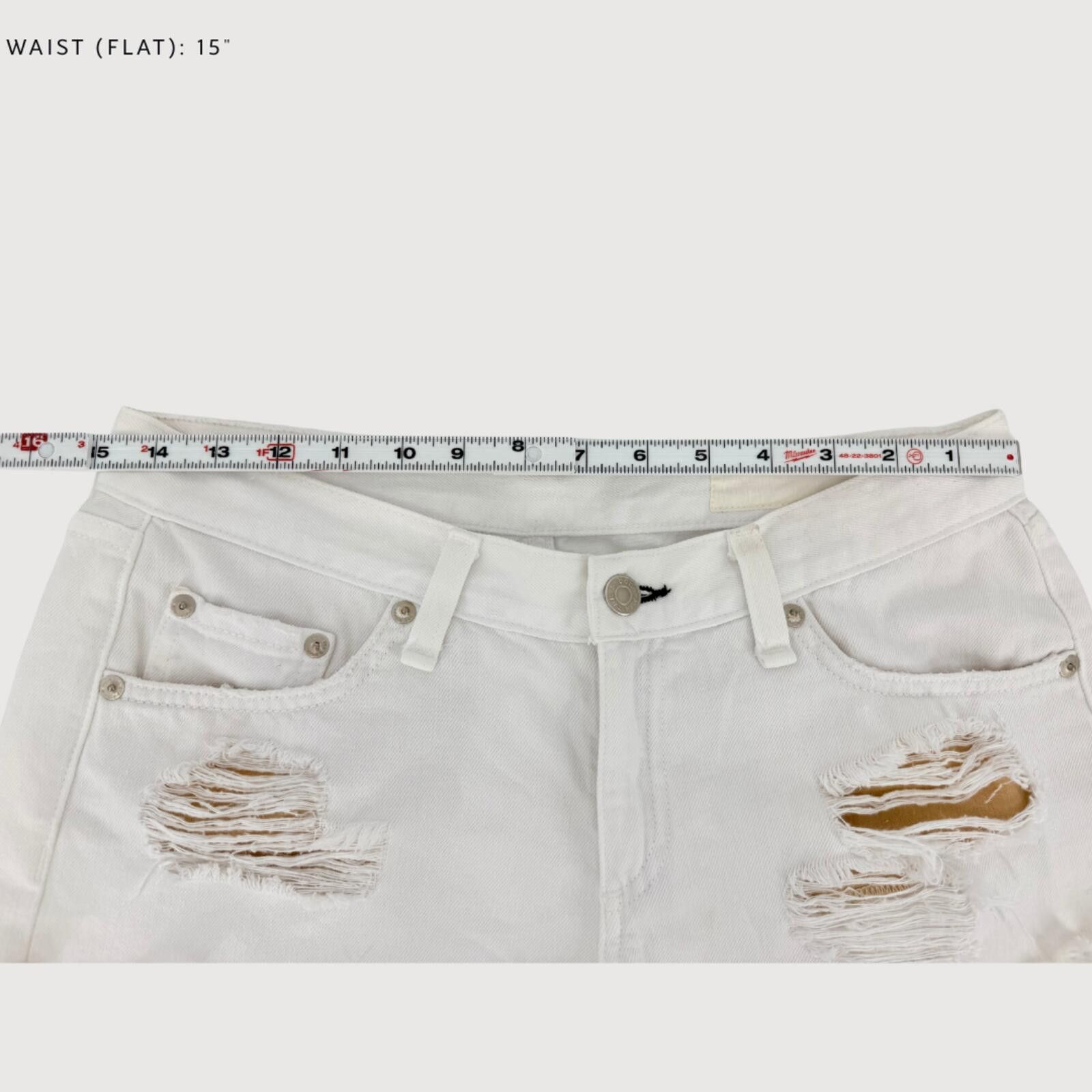 Rag & Bone Rag & Bone Marin Distressed Denim Shorts White 25 Size 25" / US 0 / IT 36 - 6 Thumbnail