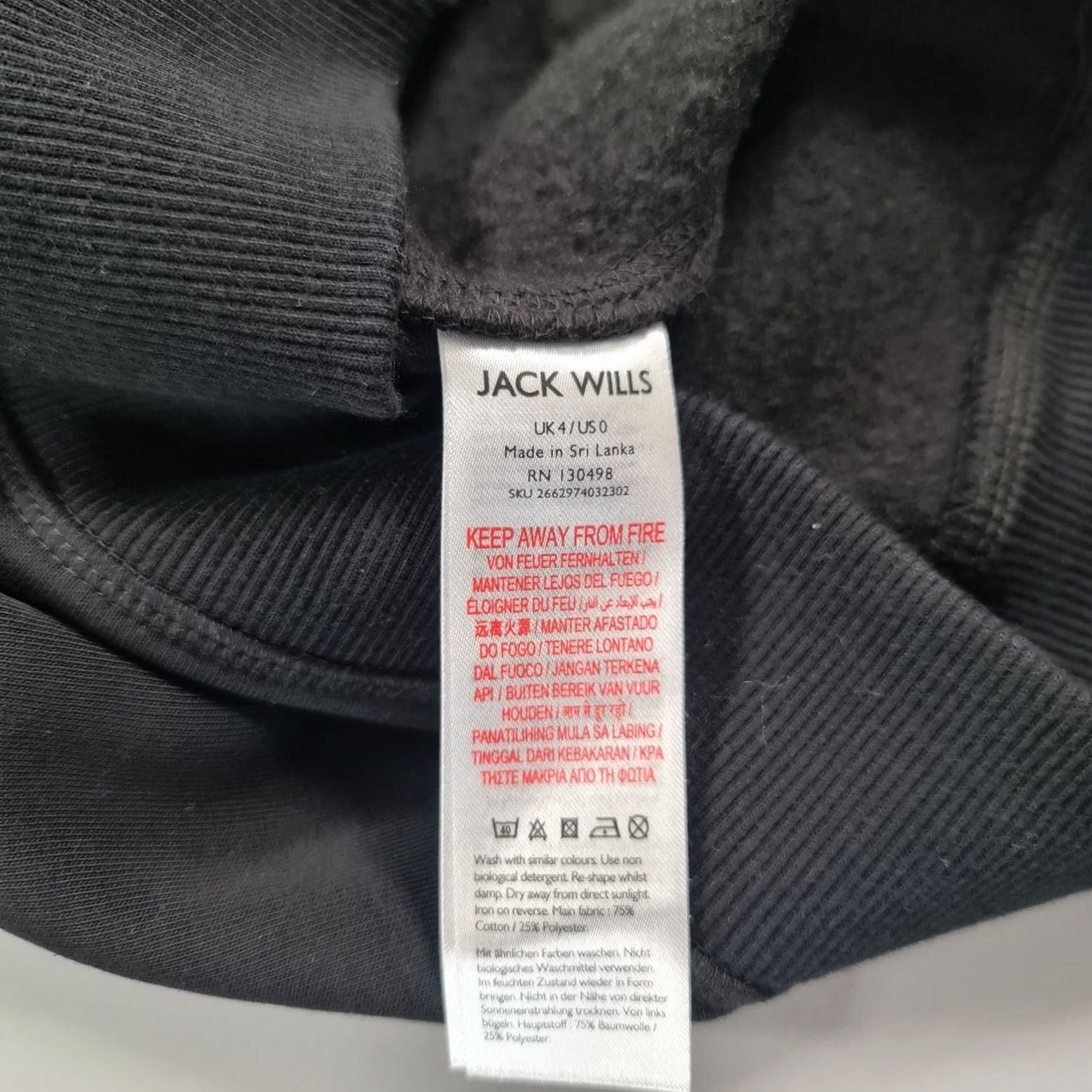 Jack Wills Jack Wills Hoodie Womens Pullover Black 4 UK Hunston Logo Fleece 75% Cotton 25% Polyester Pockets Hooded Uni/Regular Womens Mens? Size S / US 4 / IT 40 - 8 Thumbnail