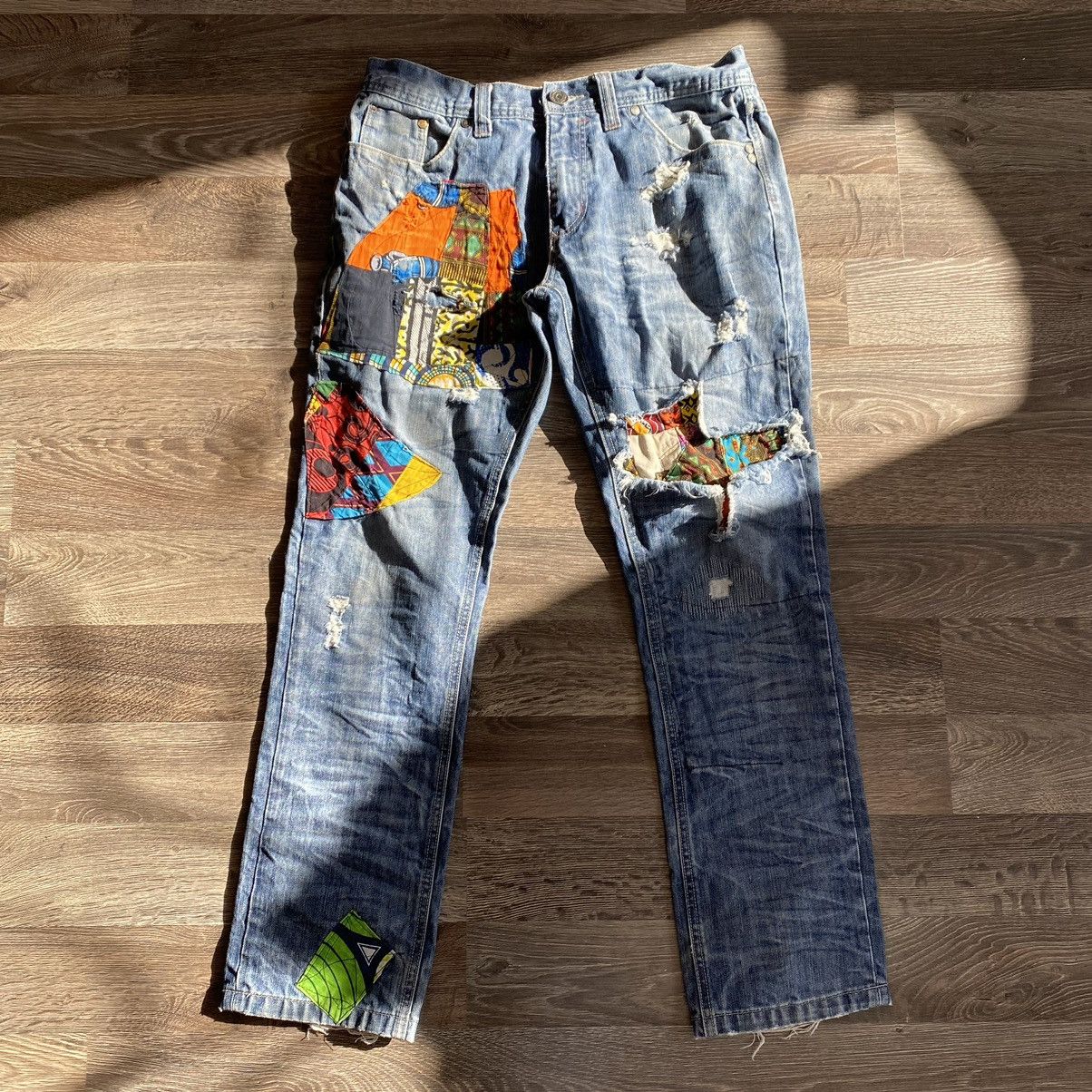Vintage Custom patch work denim pants Size US 34 / EU 50 - 1 Thumbnail