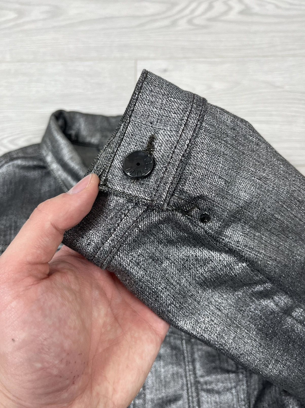 Diesel Diesel Y2K Silver Denim Waxed Trucker Jacket L Size Size L / US 10 / IT 46 - 8 Thumbnail