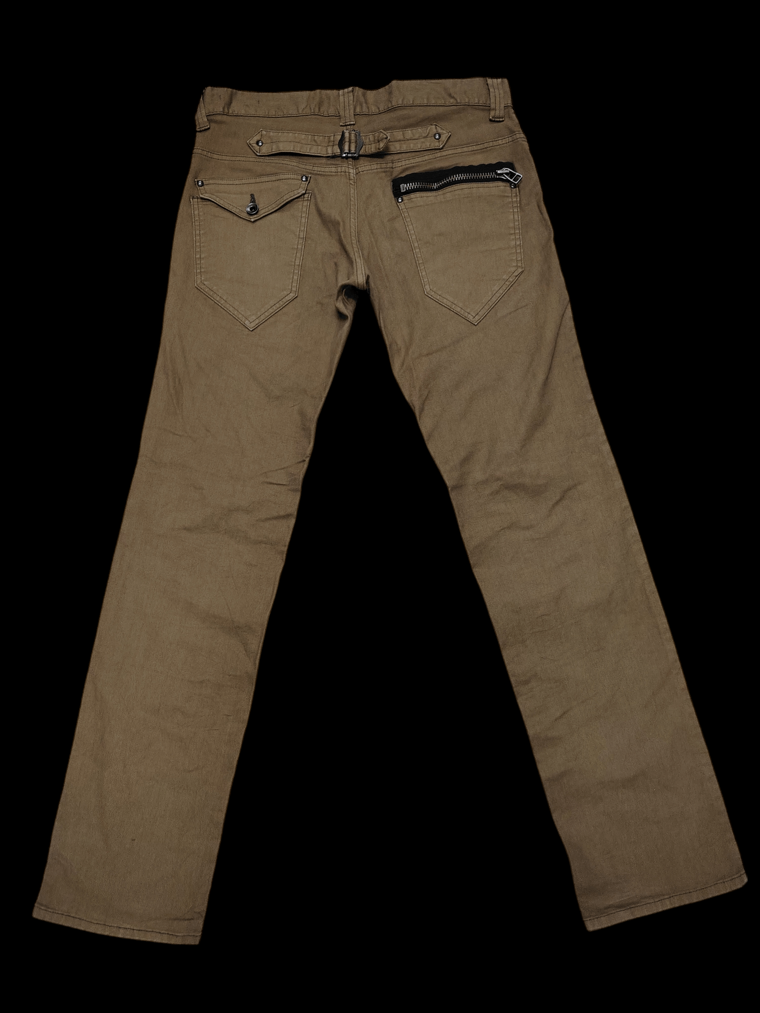 Semantic Design Buckleback Stretchable Brown Jeans