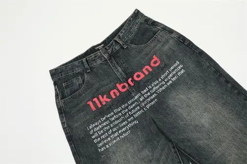 Japanese Brand × Jean Pants Street casual hip-hop loose letter washed jeans y2k Size US 34 / EU 50 - 4 Thumbnail