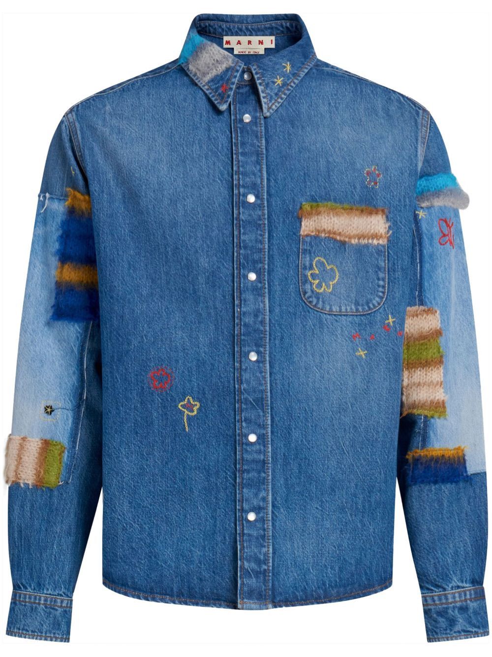 Marni o1w1db10125 Embroidered Denim Shirt in Multicolor Size US L / EU 52-54 / 3 - 1 Thumbnail