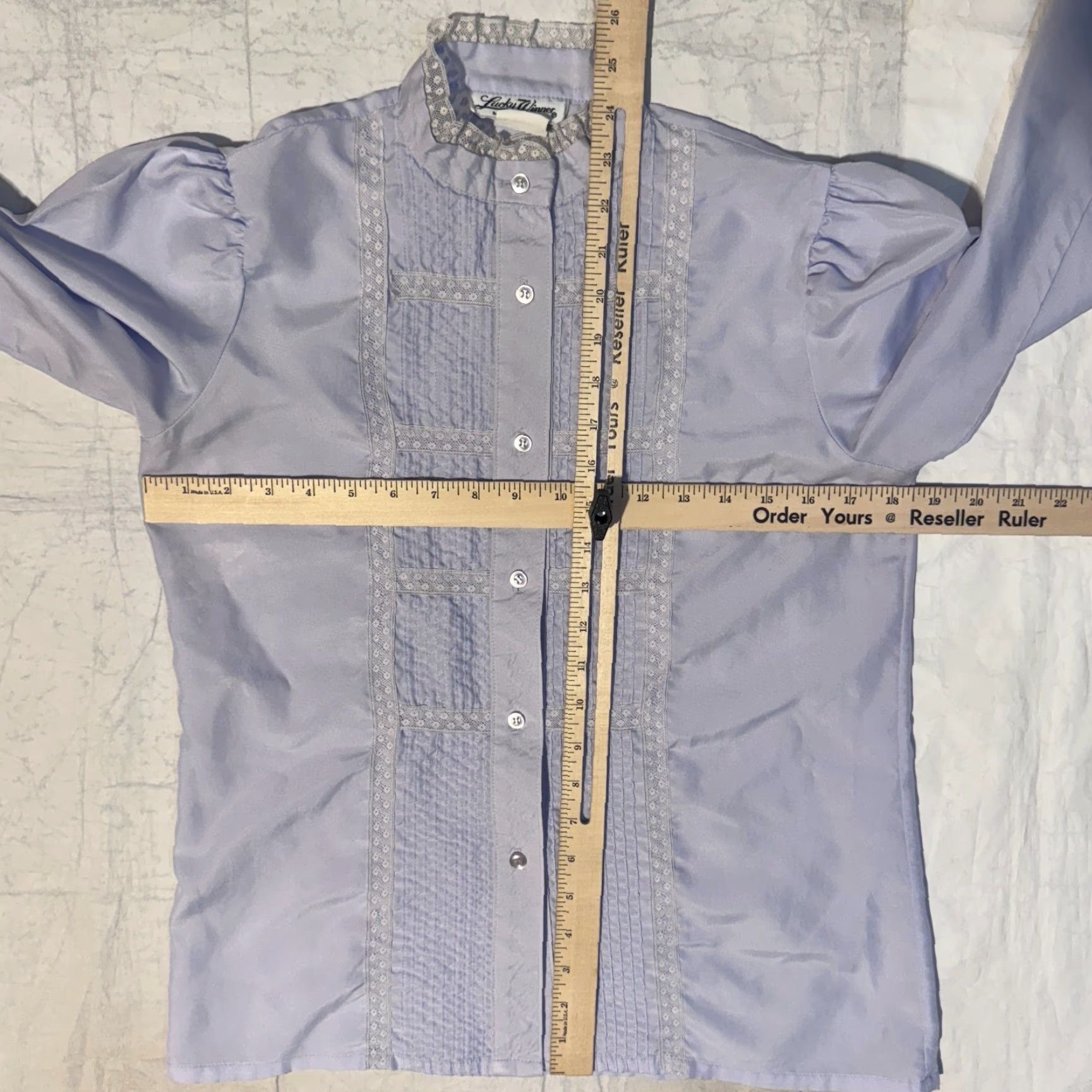 Vintage VINTAGE Lucky Winner Blouse Purple Lace 70s Ruffle Long Sleeve Button Collared Women S Regular Small Purple Size S / US 4 / IT 40 - 6 Thumbnail