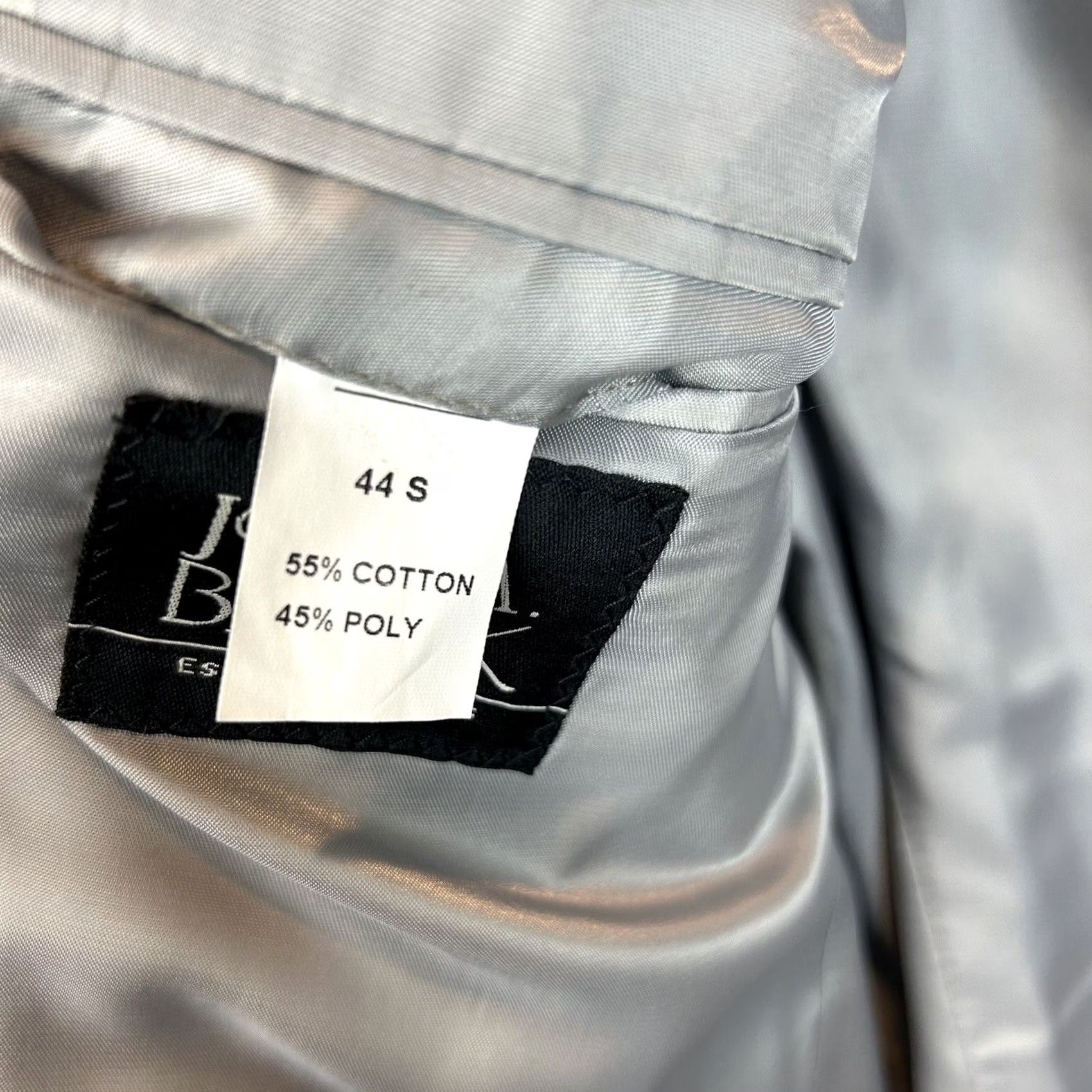 Jos. A. Bank Jos. A. Bank Blazer Jacket Mens 44S Light Gray Cotton Blend Wedding Jacket Single-Breasted Notch Lapel 2-Button Front Classic Fit Dress Formal Mens Size 44R - 4 Thumbnail
