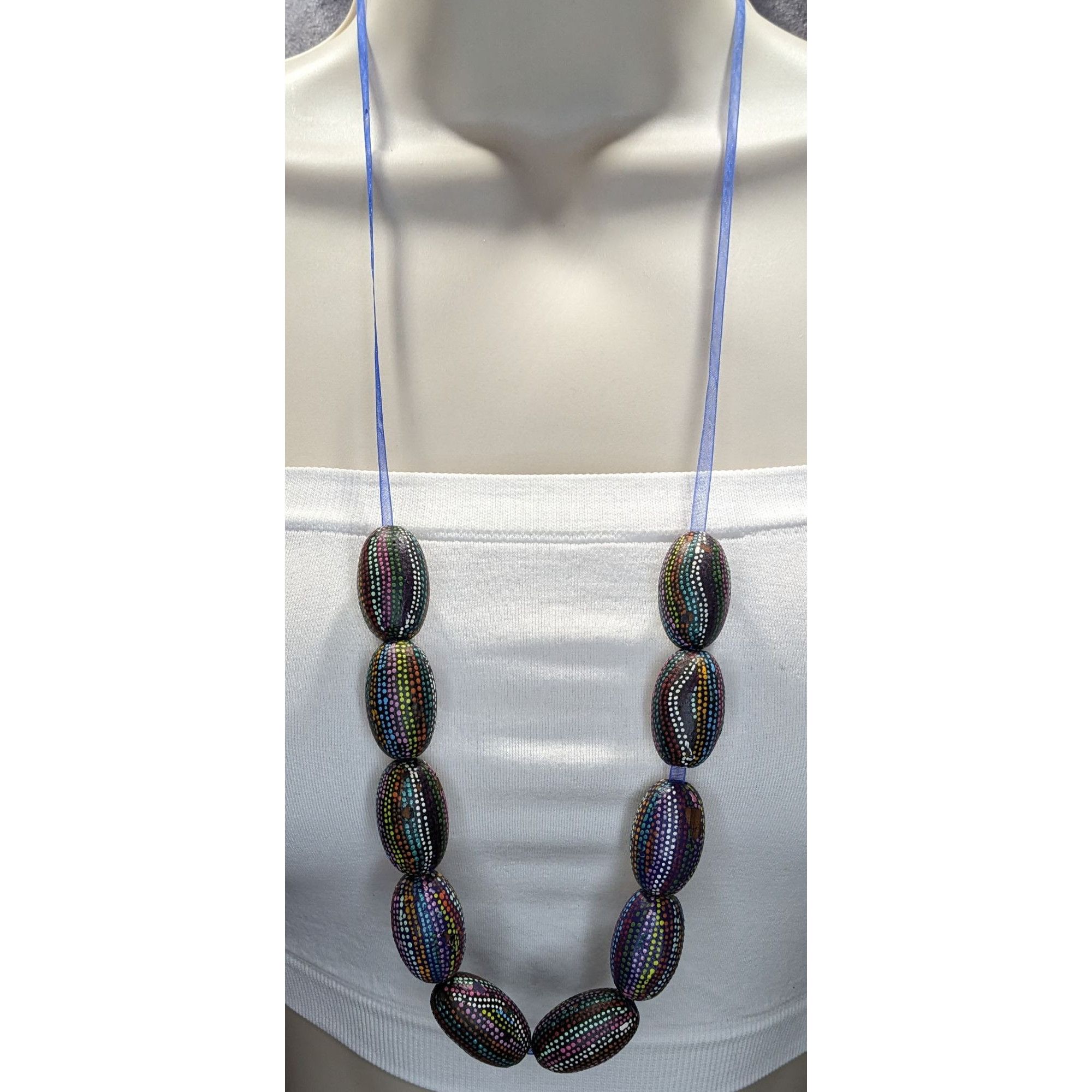 Handmade Handmade Nature Themed Necklace With Rainbow Painted Seeds & Size ONE SIZE - 1 Thumbnail