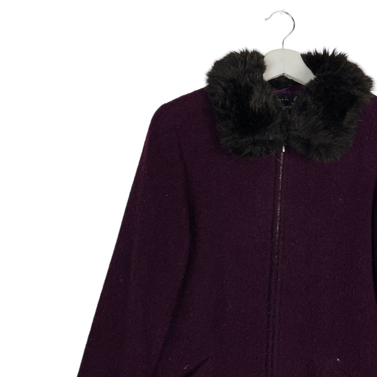 agnes b. 🔥 AGNES B FAUX FUR TRIM WOOL LONGCOAT Size M / US 6-8 / IT 42-44 - 6 Thumbnail
