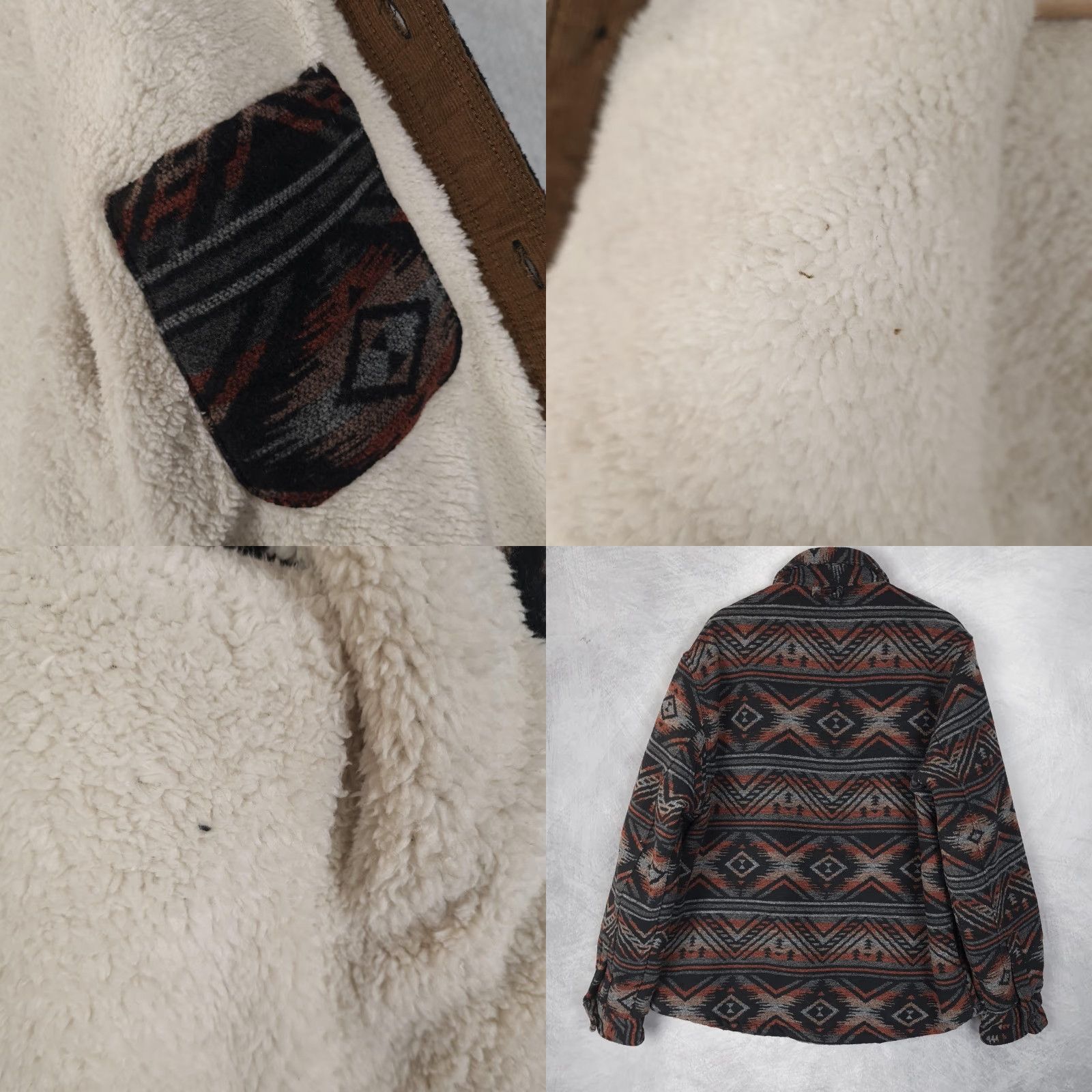 Vintage JACHS New York Jacket Mens Large Black Sherpa Lined Southwestern Flannel Shacket Size US L / EU 52-54 / 3 - 9 Thumbnail