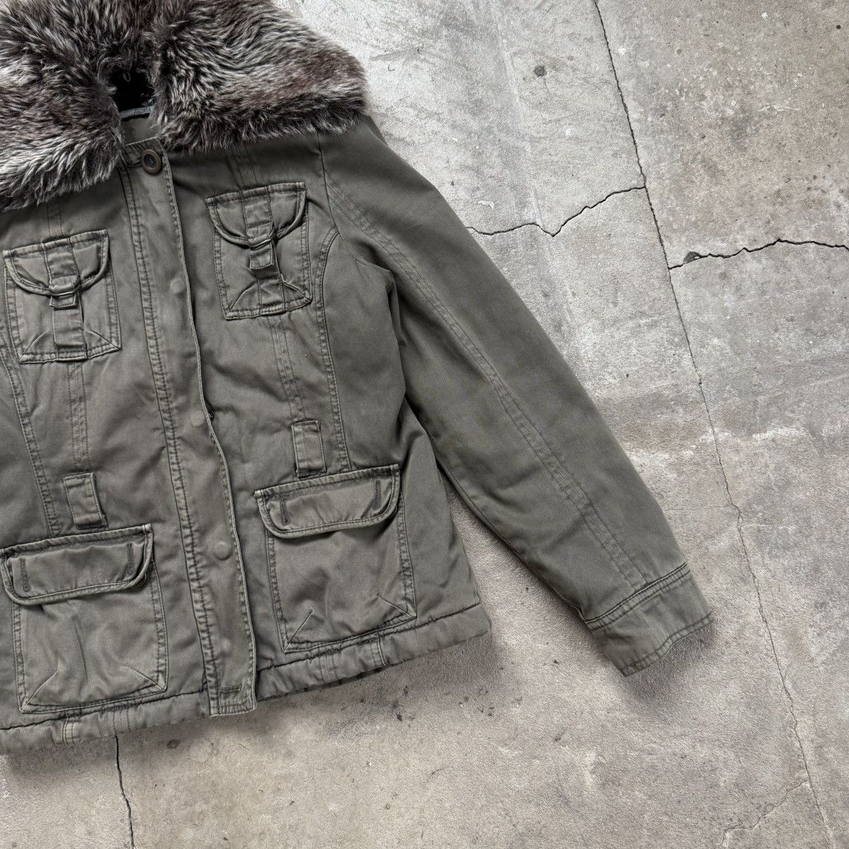 Le Grande Bleu (L.G.B.) Y2K Xanaka Khaki Olive Jacket With Faux Fur LGB Type Size S / US 4 / IT 40 - 5 Thumbnail