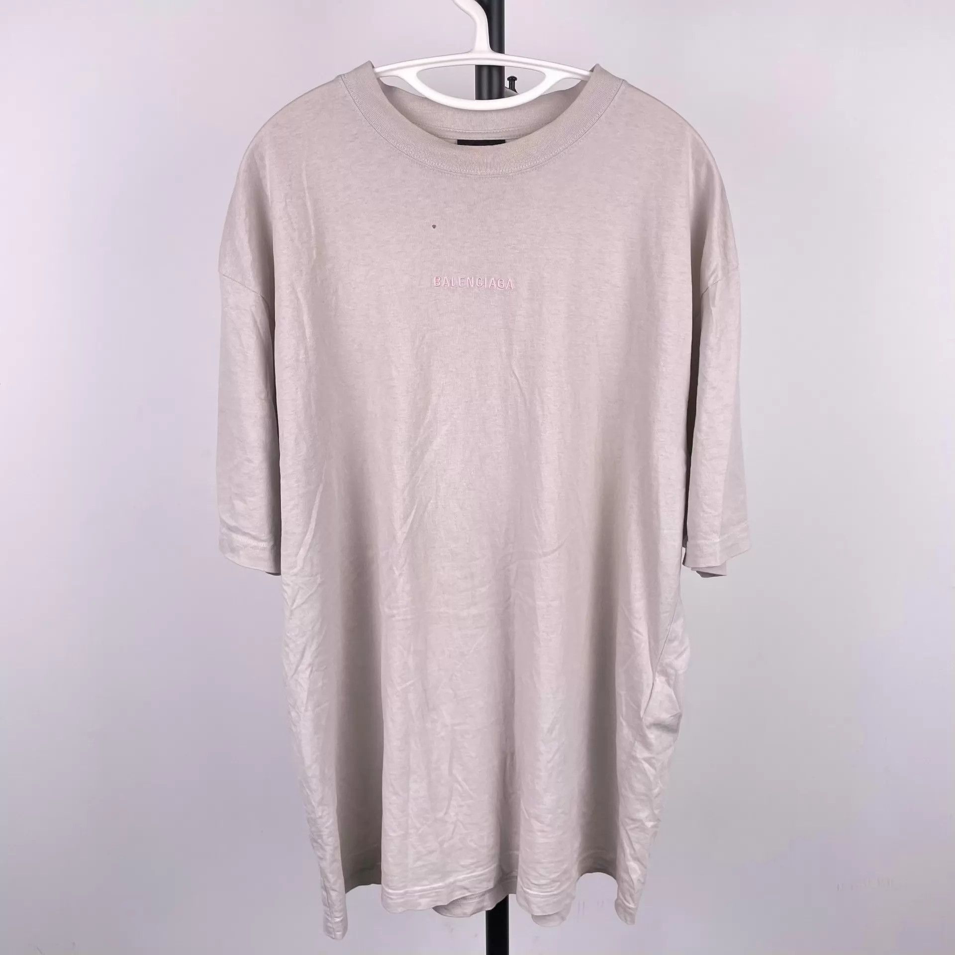 Balenciaga Balenciaga Men's Short Sleeve Tee Gray/Pink Logo S Size US S / EU 44-46 / 1 - 1 Thumbnail