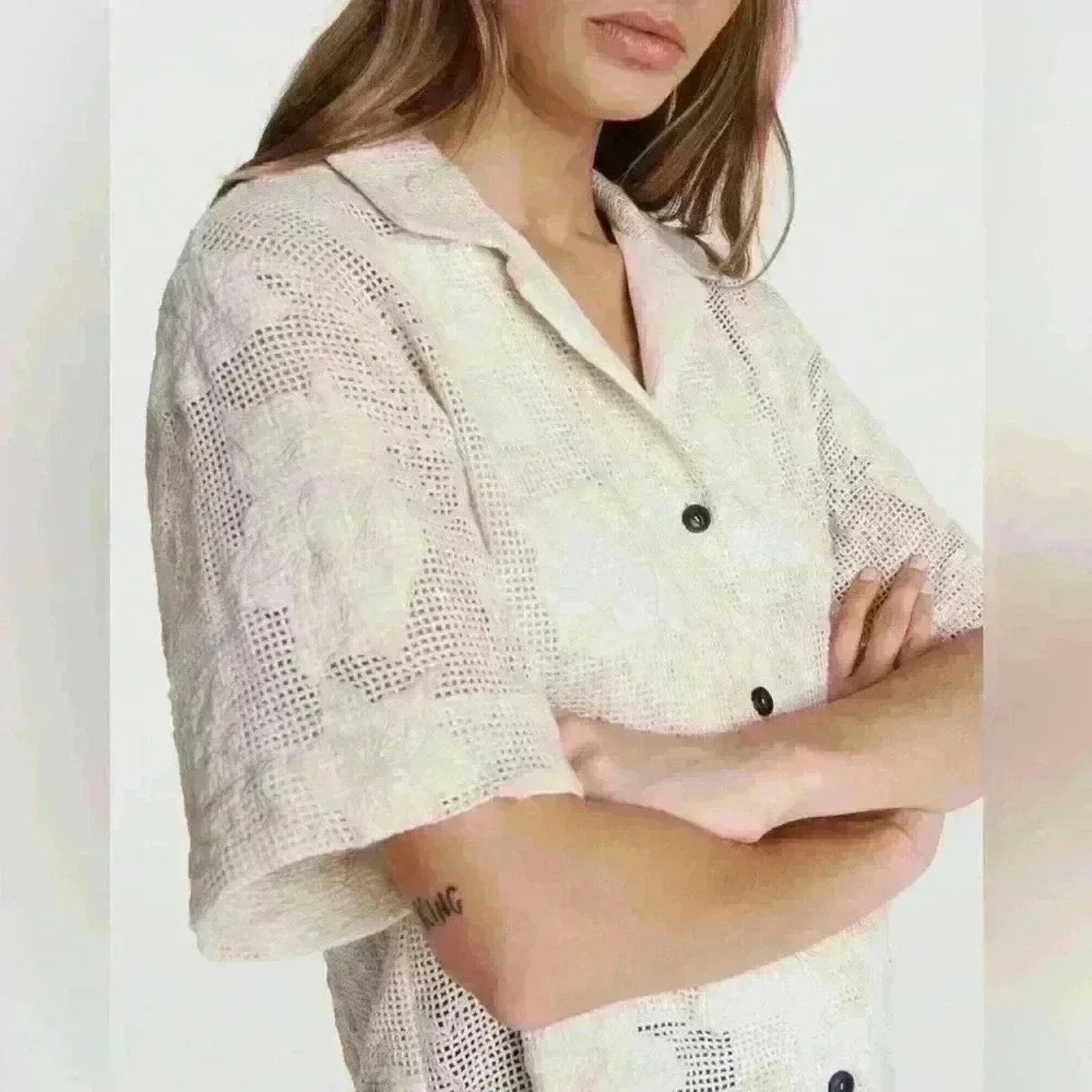 Rag & Bone RAG & BONE Mare Mesh Shirt Classic Fit Top Light Dove XXS Size XXS / US 00 / IT 34 - 8 Thumbnail