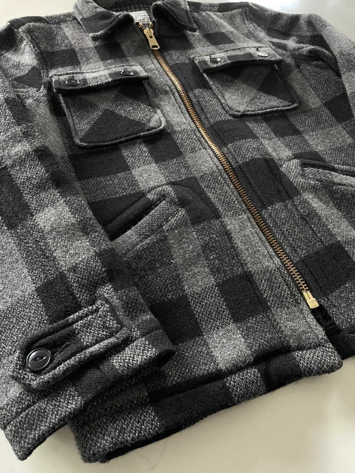 Studio D'Artisan Studio D'Artisan Gray Wool Check Zip Jacket - Size Medium Size US M / EU 48-50 / 2 - 2 Thumbnail