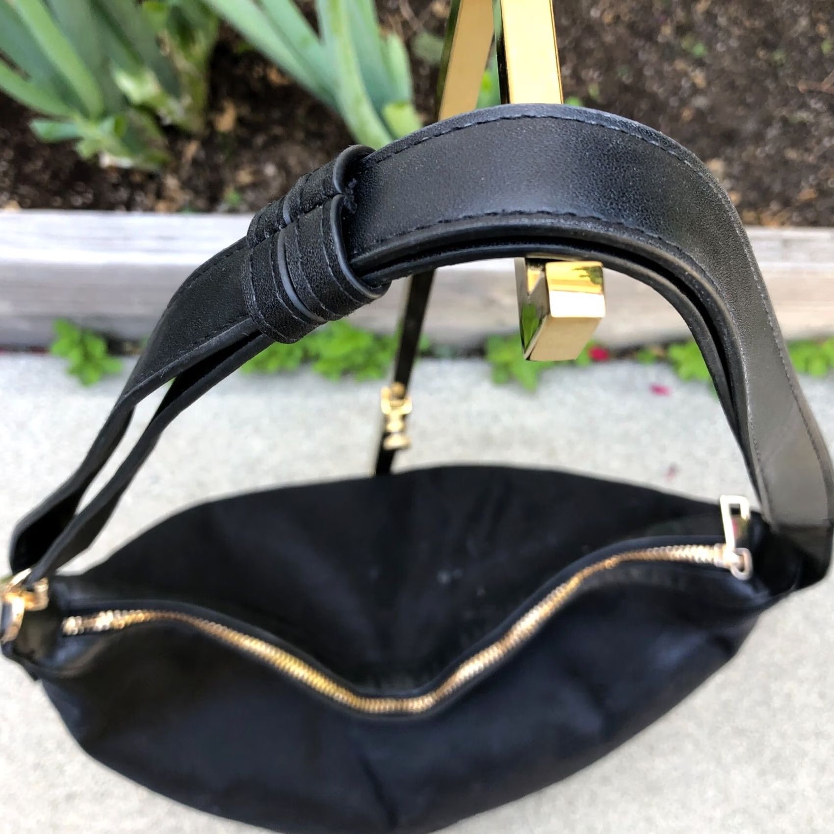 Vintage A NEW DAY Shoulder Bag Nylon Black Large Purse Zipper Hand Bag Sack Bag Womens Size ONE SIZE - 2 Thumbnail