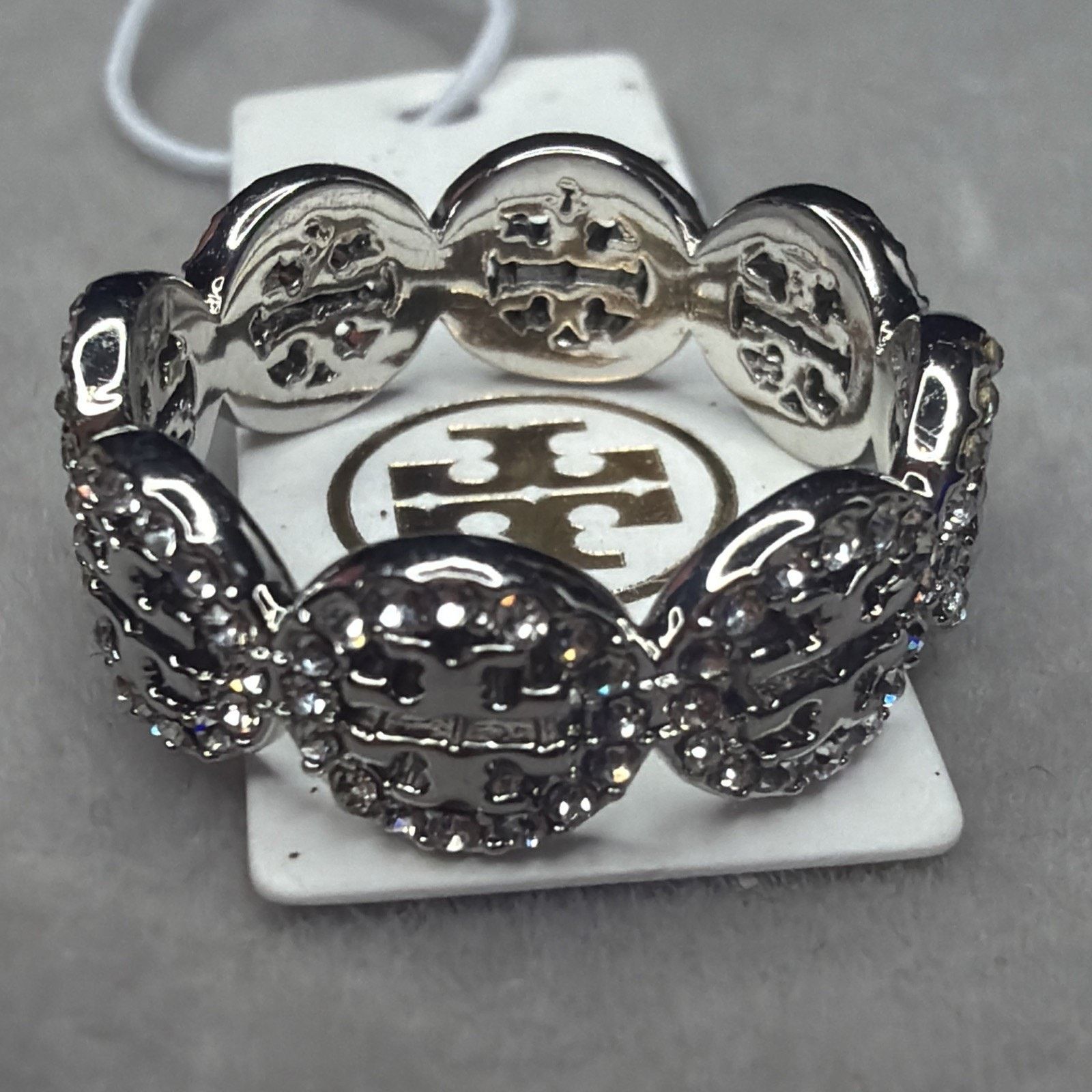 Tory Burch Tory Burch Silver Miller Pavé Ring T Logo Swarovski Size 7 Size ONE SIZE - 11 Thumbnail