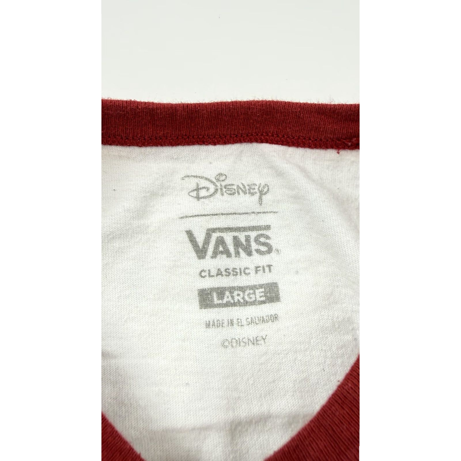 Vans Walt Disney World Vans Shirt Mens Large White Red Ringer Tee Checkerboard Size US L / EU 52-54 / 3 - 5 Thumbnail