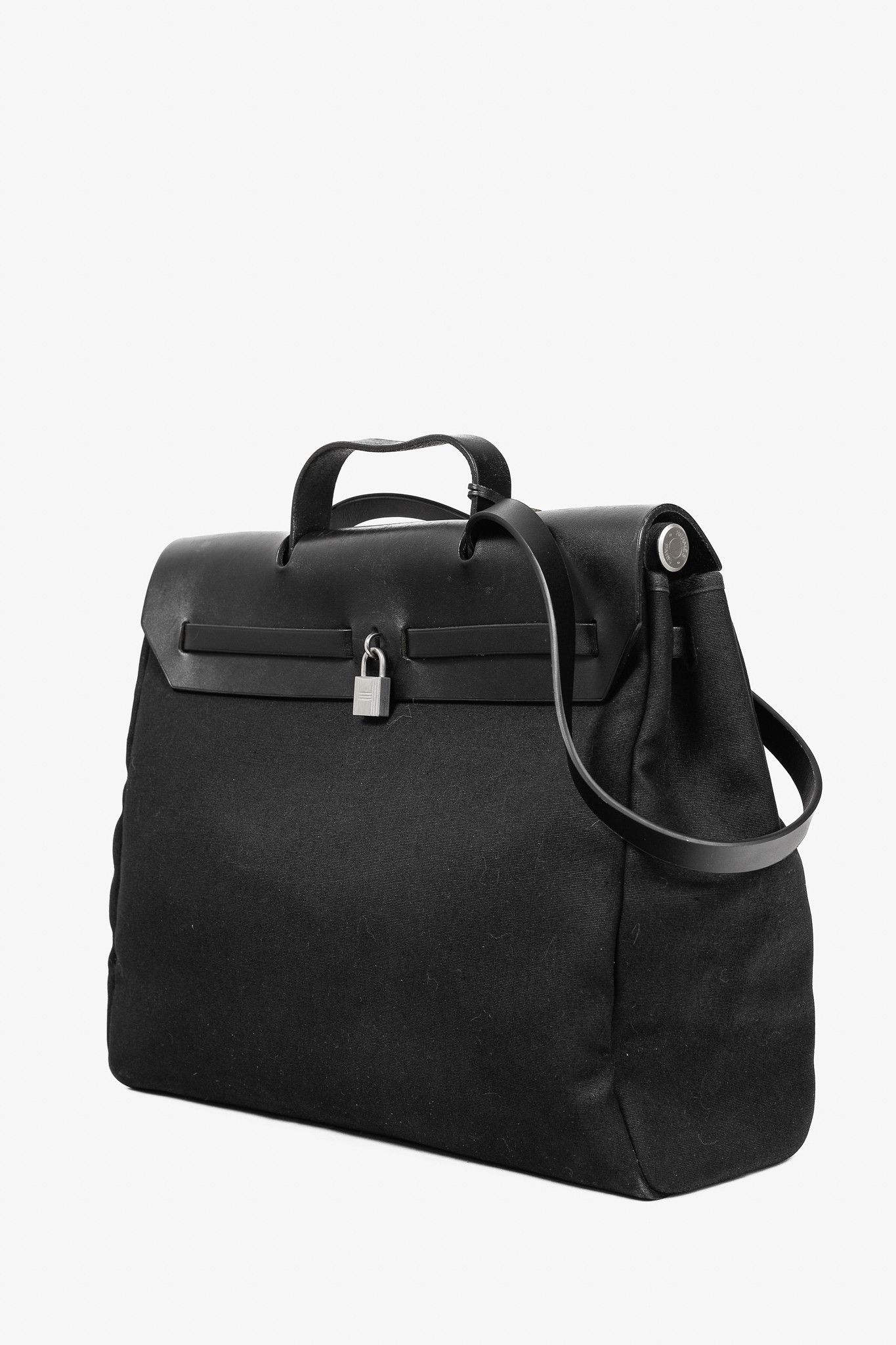 Hermes Hermes Vintage Herbag 39 Canvas Leather-Trim Top Handle Bag Size ONE SIZE - 4 Thumbnail