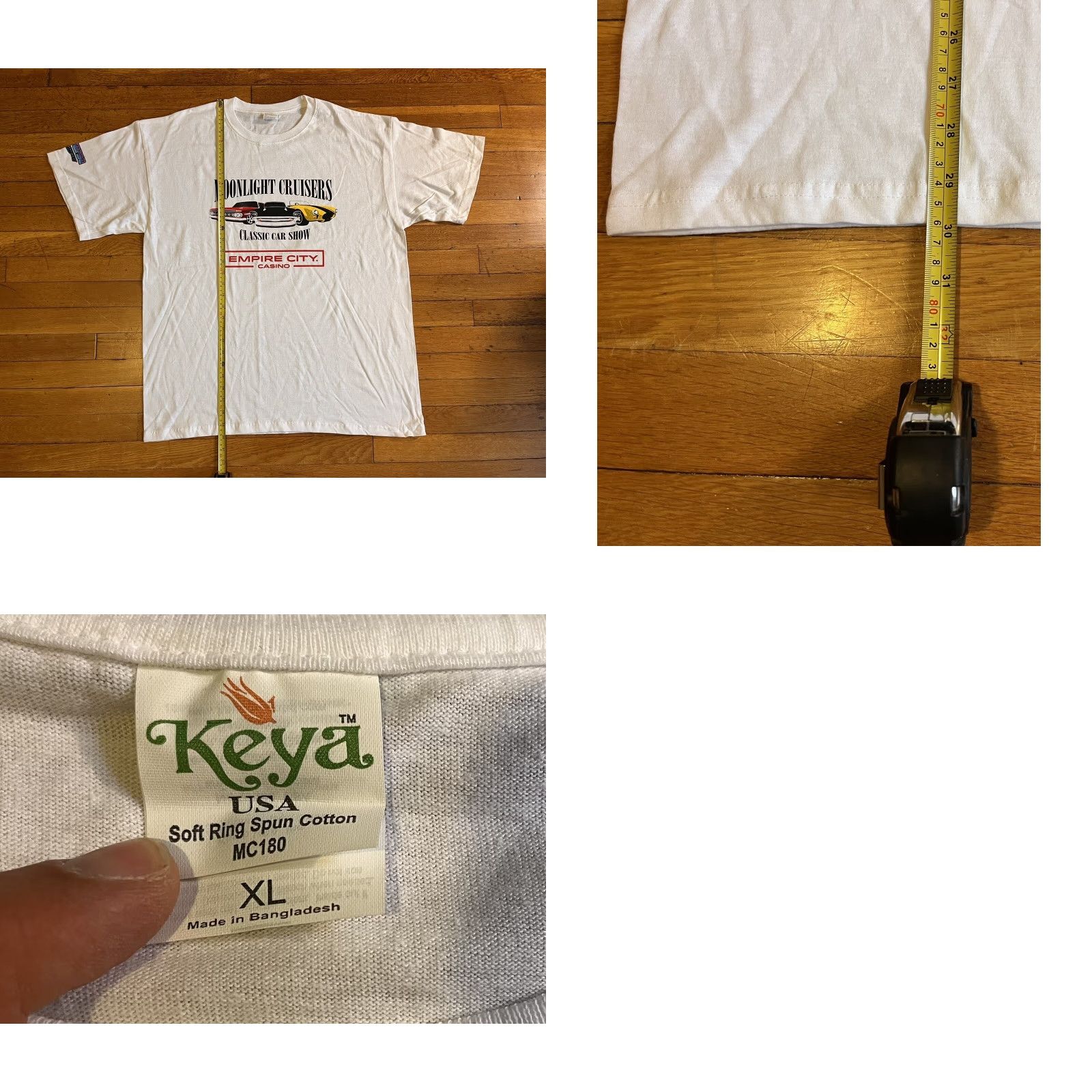 Vintage Empire City Casino Moonlight Cruisers Classic Car Show Shirt Men's XL White Size US XL / EU 56 / 4 - 8 Thumbnail