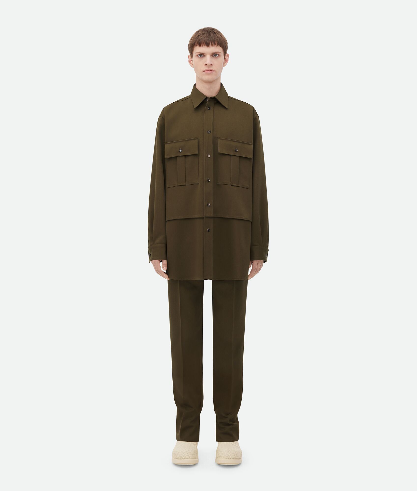o1bcso1str0925 Grain De Poudre Double Layer Shirt Jacket