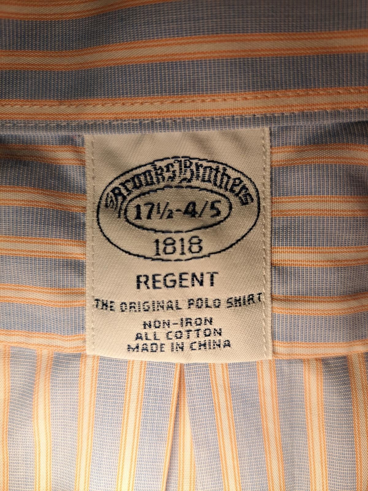 Brooks Brothers Brooks Brothers Long Sleeve Shirt 17.5-34/35 XL Blue Striped Size US XL / EU 56 / 4 - 2 Thumbnail