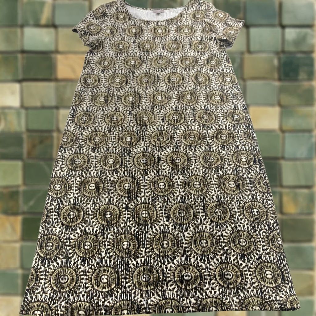 J. Jill J. Jill Dress Tunic Shift Knee Length Rayon Green Medallion All Over Print Women M Medium Size M / US 6-8 / IT 42-44 - 1 Thumbnail