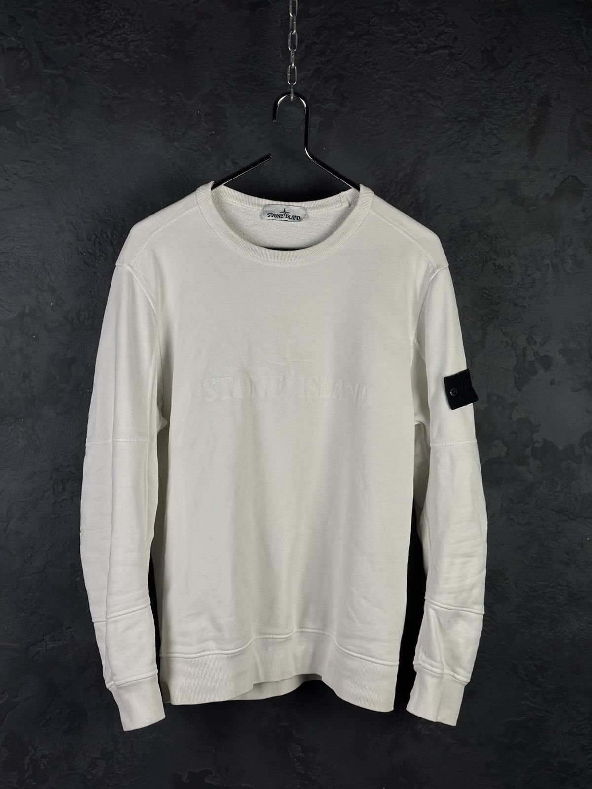 Stone Island Stone Island White Sweatshirt Crewneck Big Logo Mens Size US M / EU 48-50 / 2 - 3 Thumbnail