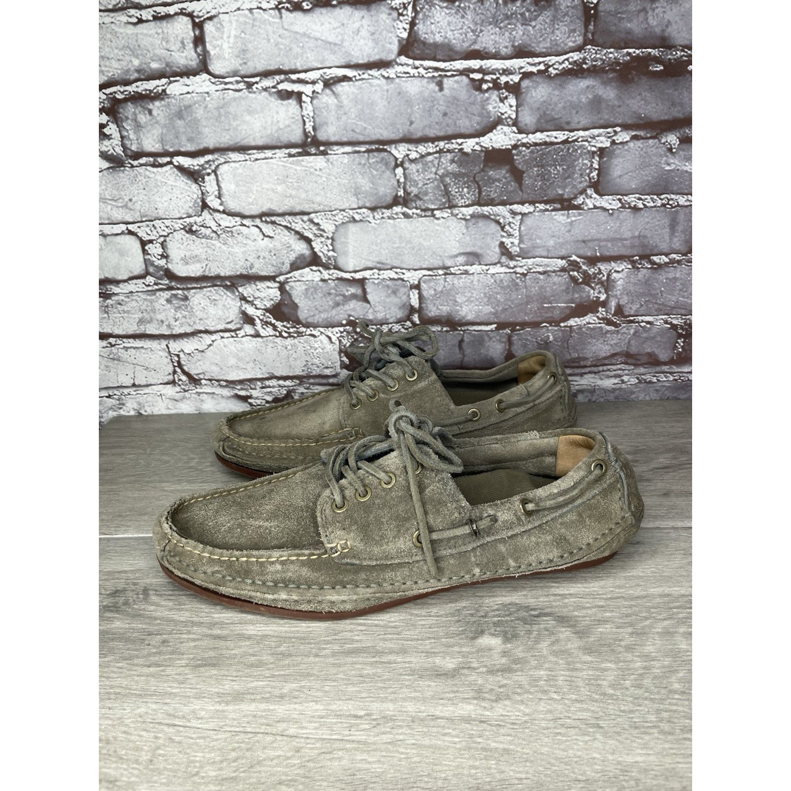 Frye FRYE Mason Tie Moc Camp Taupe Suede Leather Boat Shoes Men S Size US 12 / EU 45 - 2 Thumbnail