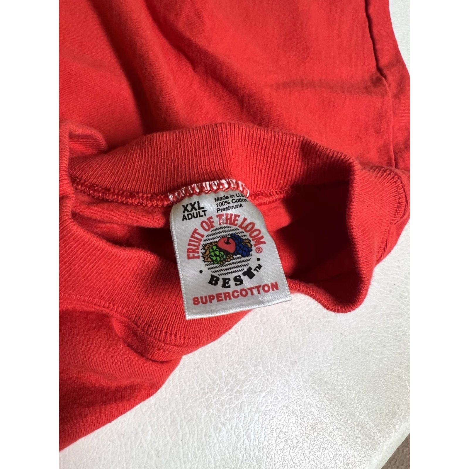 Fruit Of The Loom VINTAGE Fruit of the Loom T-Shirt USA 2XL Red Short Sleeve Crew Neck Cotton Graphic Print Mens Size US XXL / EU 58 / 5 - 5 Thumbnail